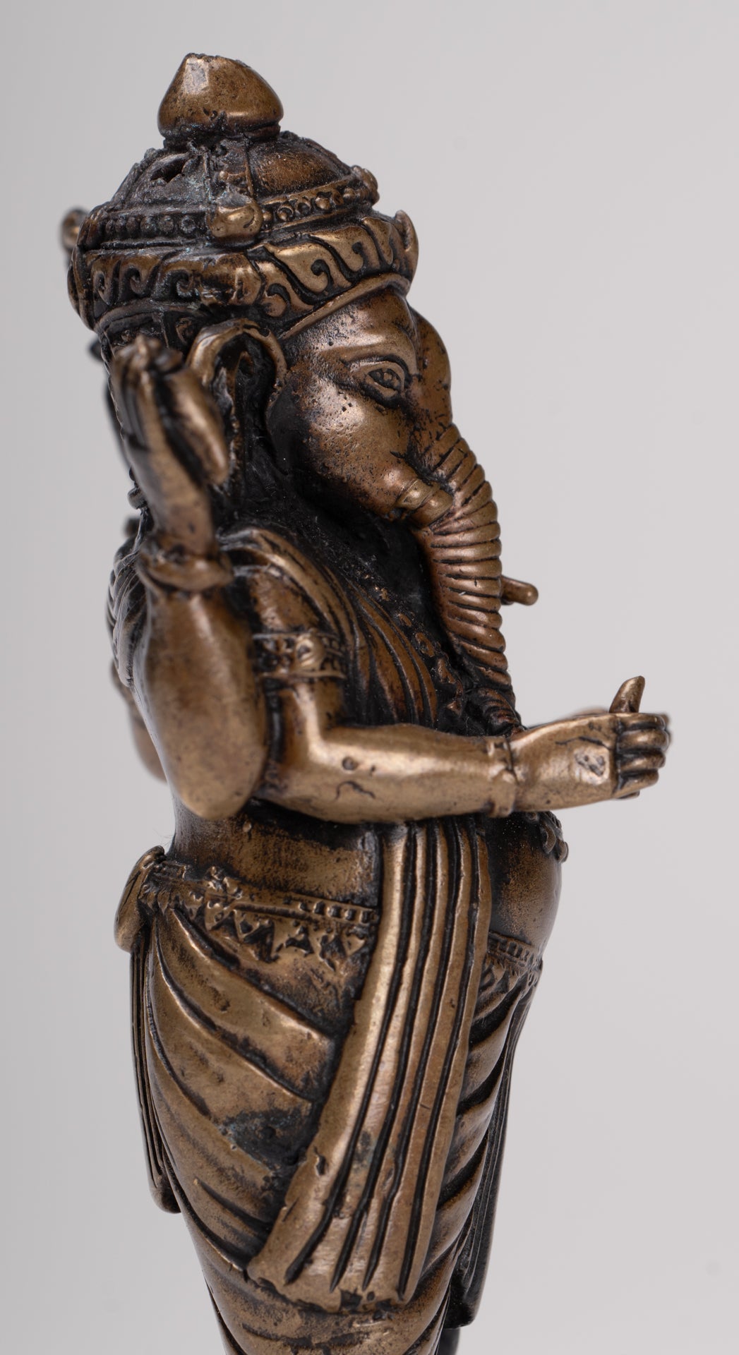 Ganesha Statue - Antique Thai Style Standing Black 4-Arm Ganesha Statue - 12cm/5"