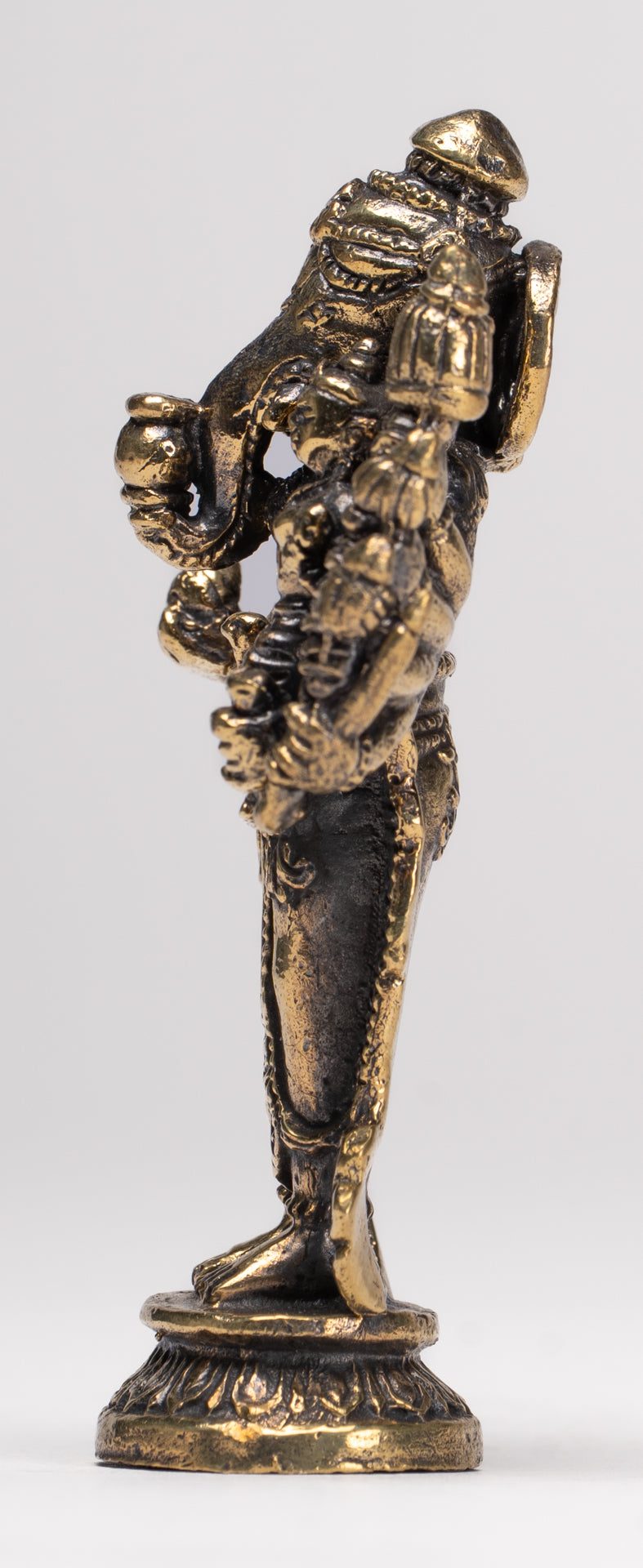 Antique Thai Style Standing Gold 8-Arm Vighna Ganapati Ganesha Statue - 7.5cm/3" 