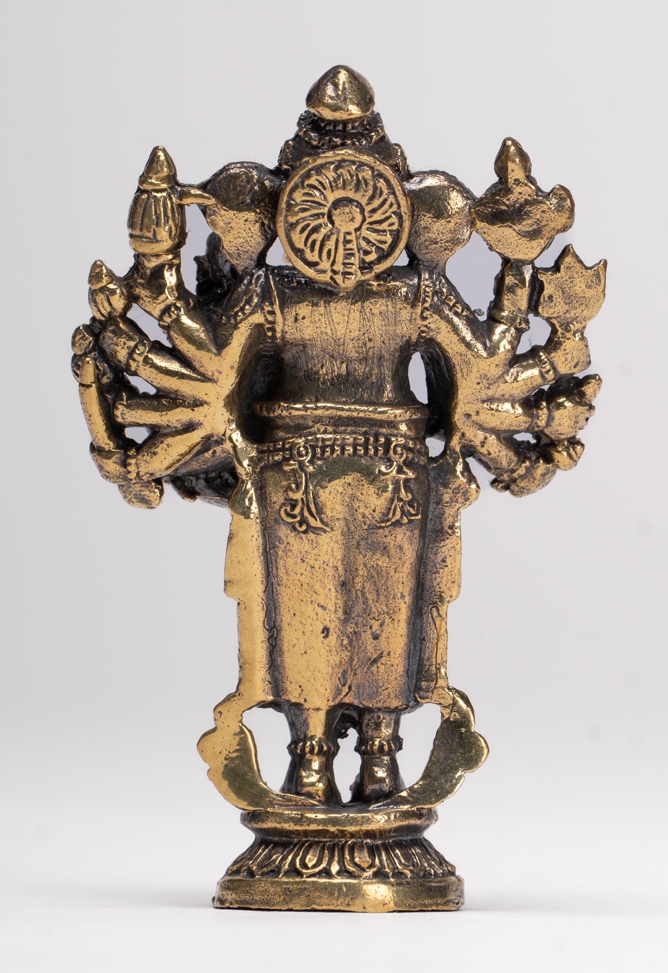Antique Thai Style Standing Gold 8-Arm Vighna Ganapati Ganesha Statue - 7.5cm/3" 