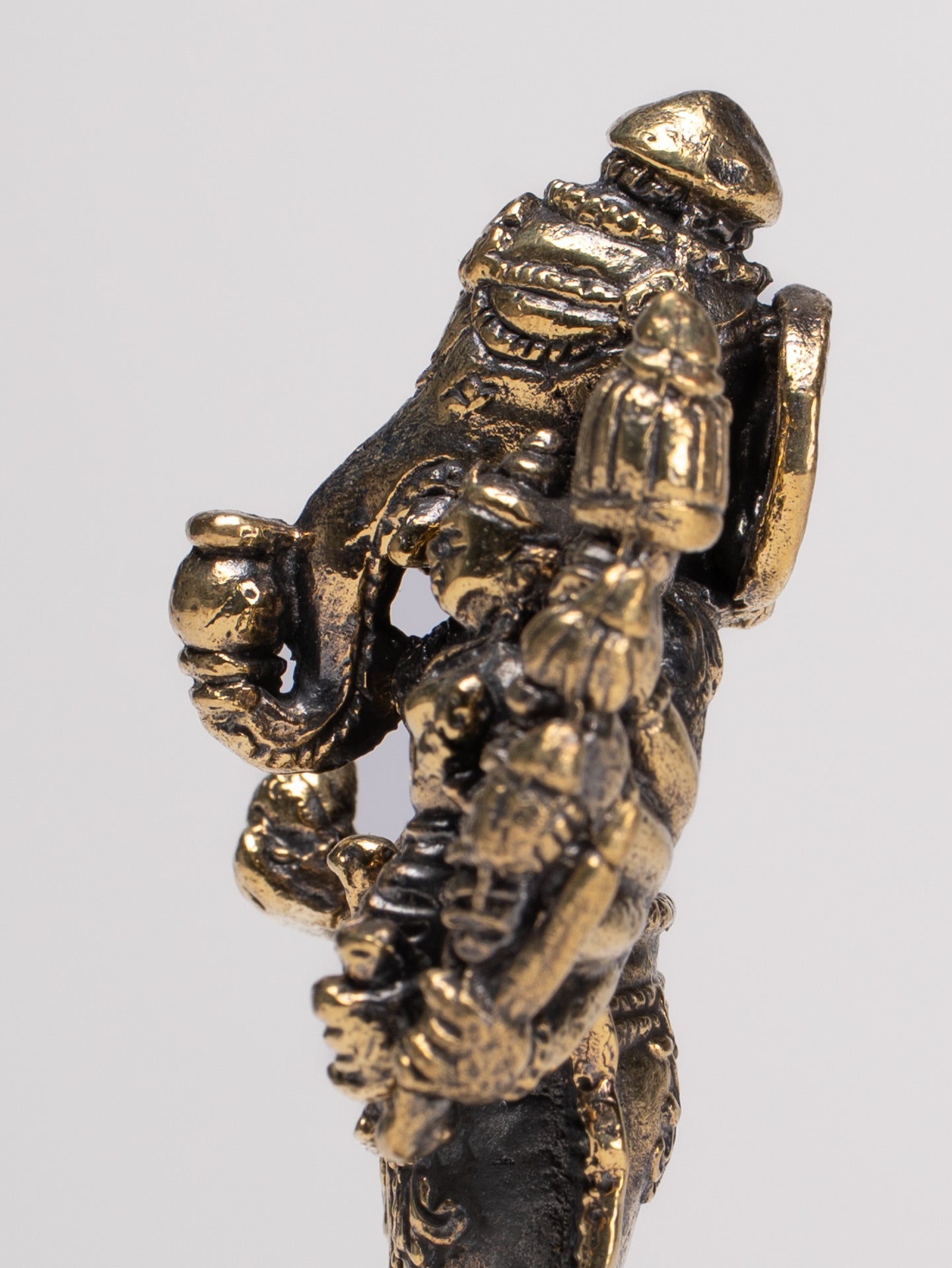 Antique Thai Style Standing Gold 8-Arm Vighna Ganapati Ganesha Statue - 7.5cm/3" 