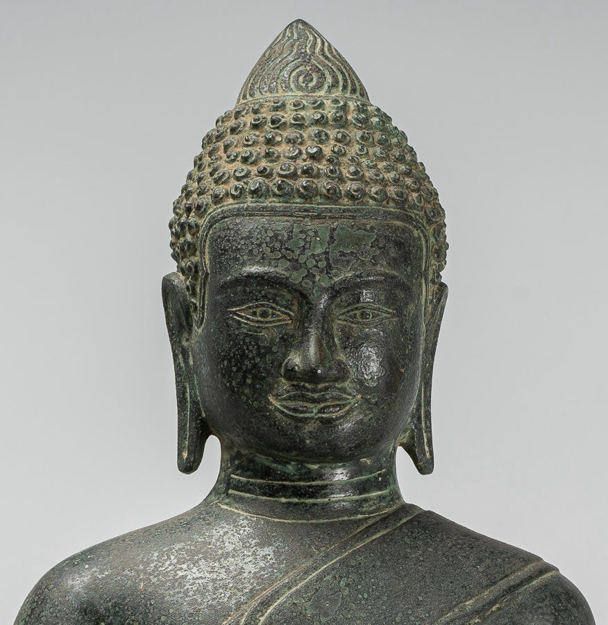Buddha Statue - Antique Khmer Style Bronze Seated Amitabha Meditation Buddha Statue - 50cm/20"