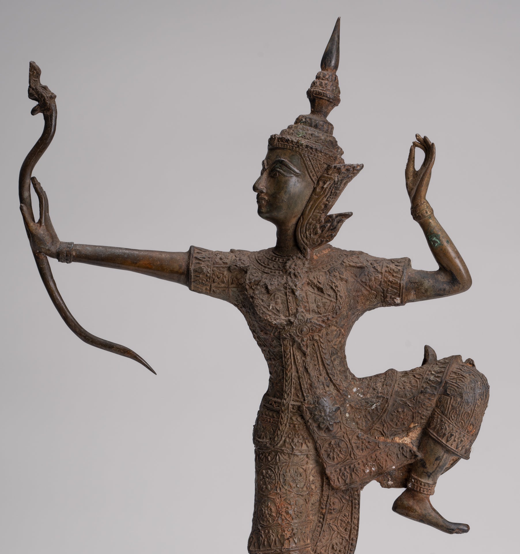 Rama Statue - Antique Thai Style Bronze Thai Rama - Avatar of Vishnu - 37cm/15"