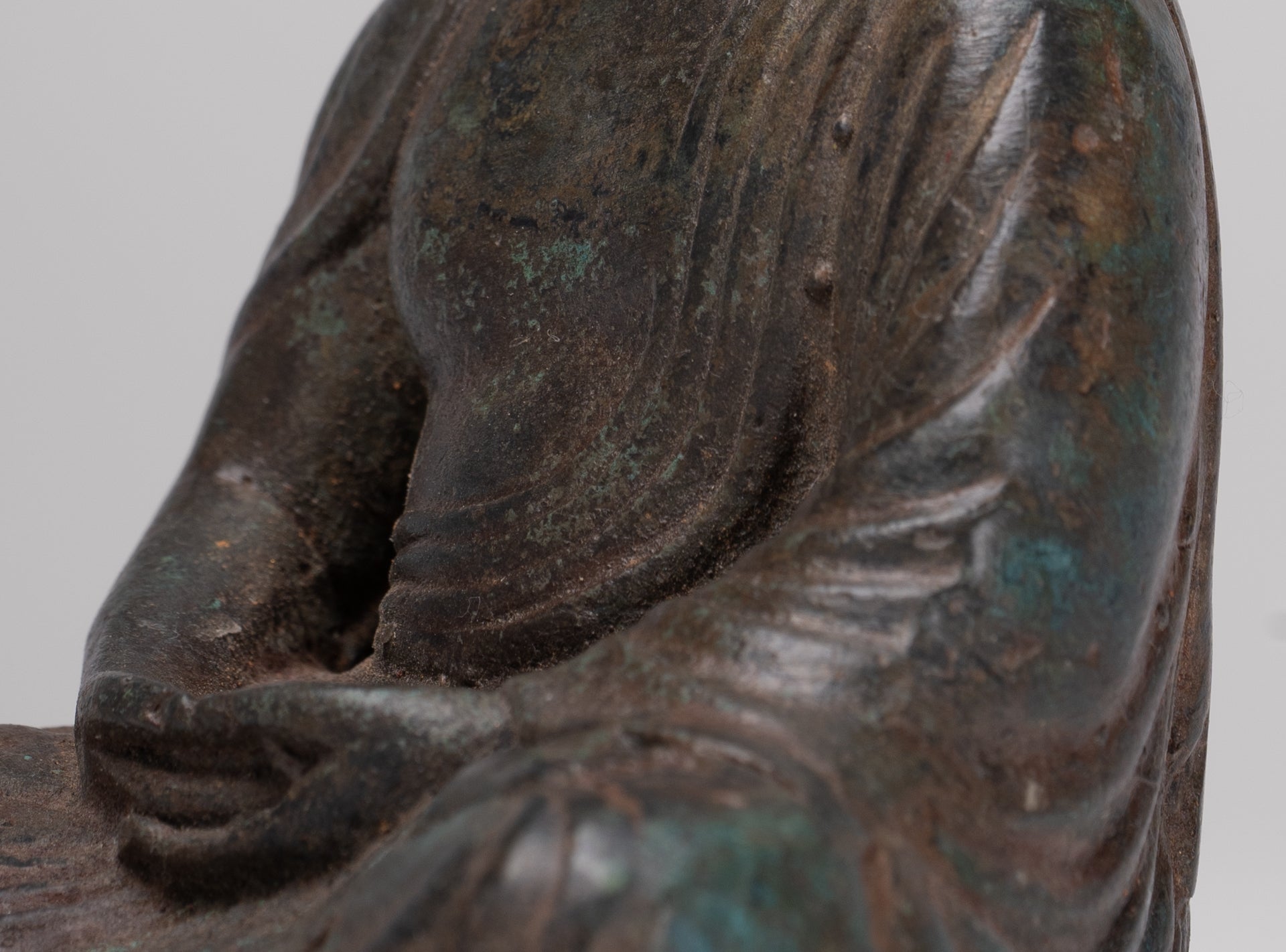 Buddha Statue - Antique Japanese Style Bronze Seated Amida Amitabha Meditation Buddha Statue - 10cm/4"