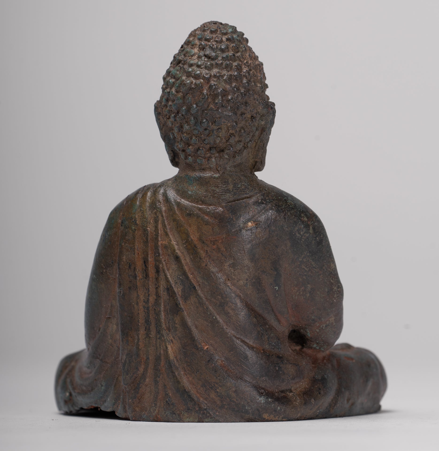 Buddha Statue - Antique Japanese Style Bronze Seated Amida Amitabha Meditation Buddha Statue - 10cm/4"