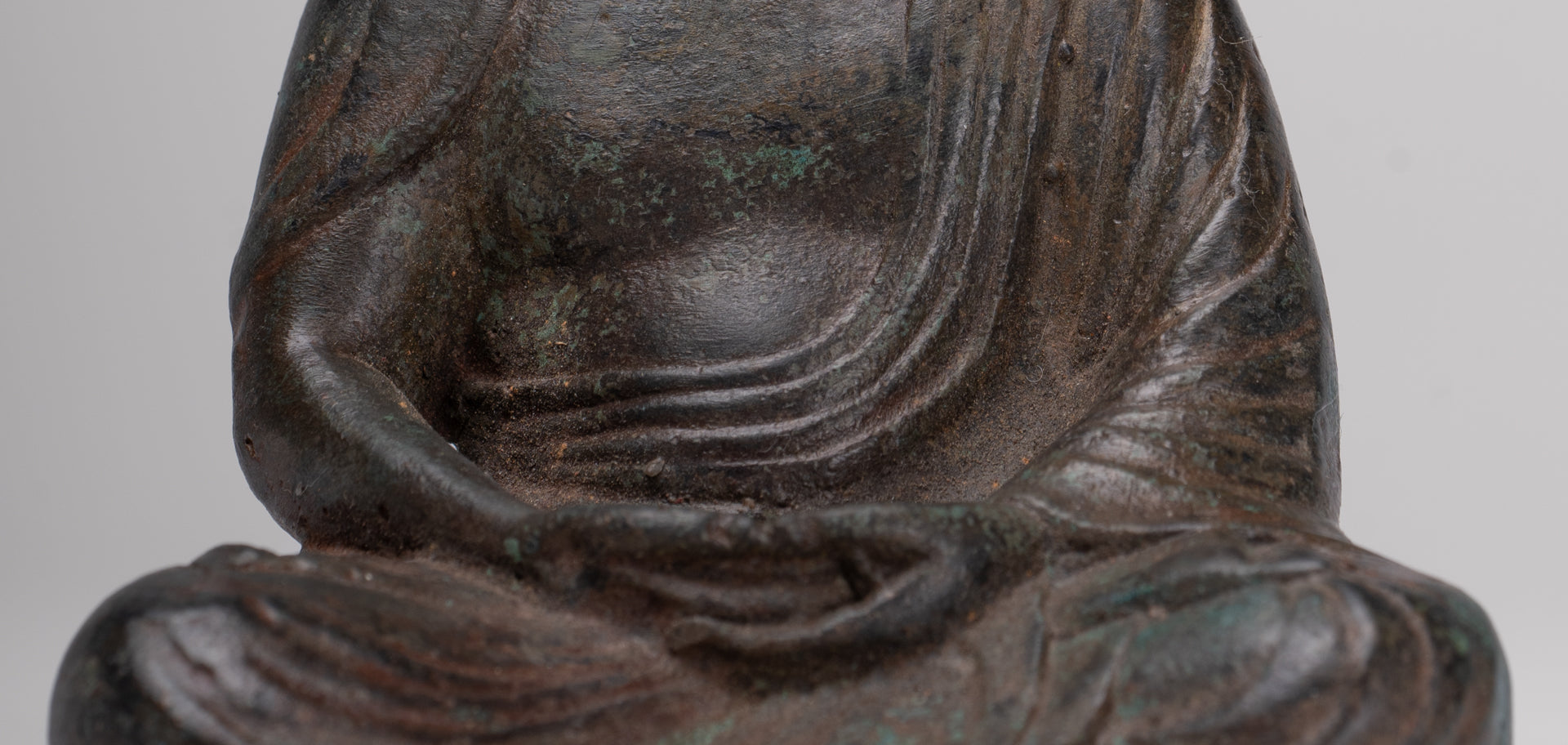 Buddha Statue - Antique Japanese Style Bronze Seated Amida Amitabha Meditation Buddha Statue - 10cm/4"