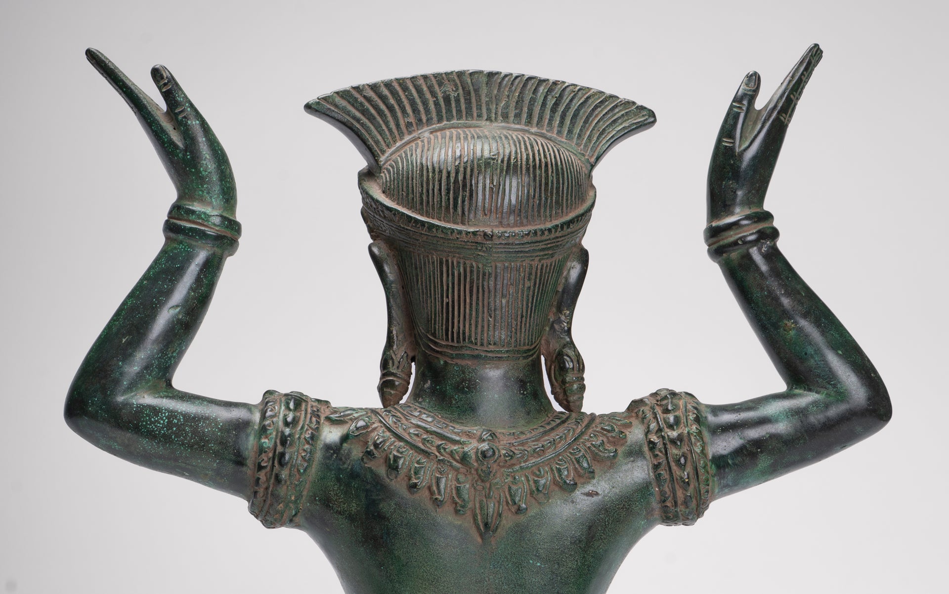 Antique Bayon Style Bronze Kneeling Female Devi Statue - 44cm/18"