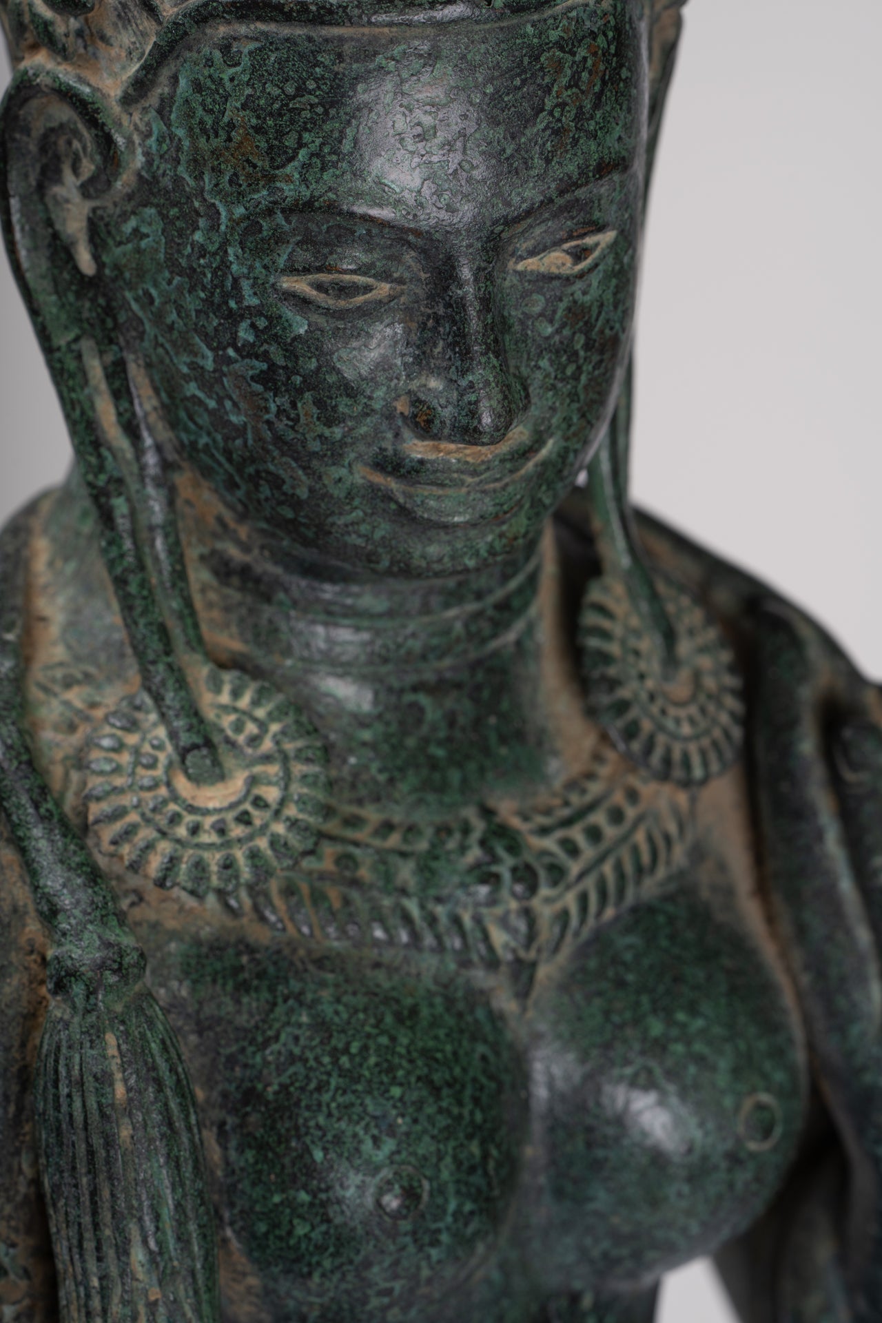 Antique Khmer Style Bronze Banteay Srei Style Standing Devatas - 69cm/28"