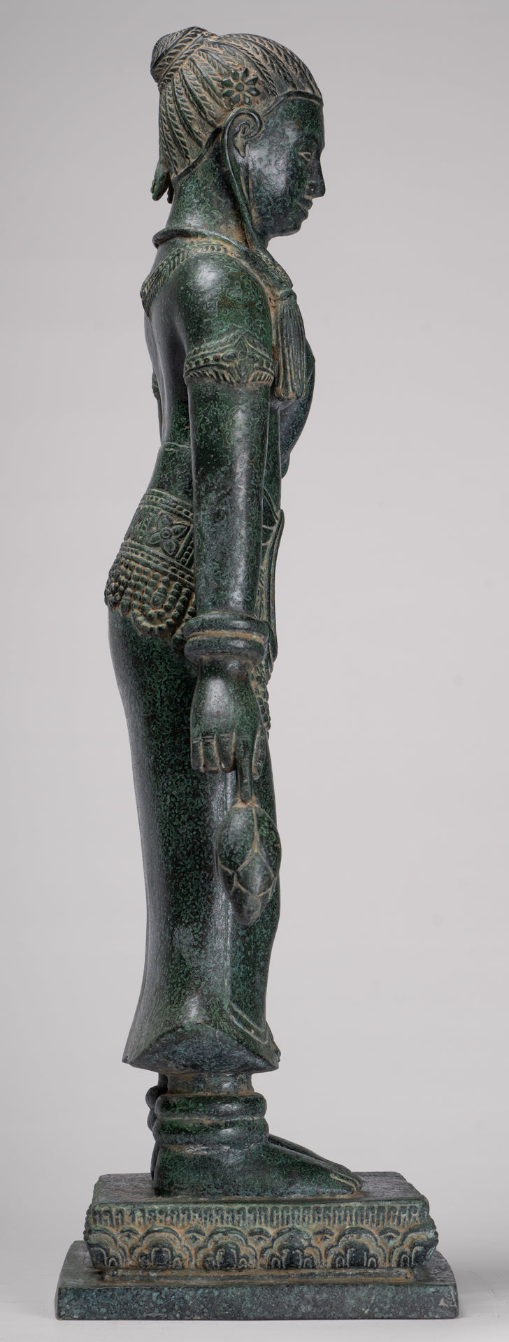 Antique Khmer Style Bronze Banteay Srei Style Standing Devatas - 69cm/28"