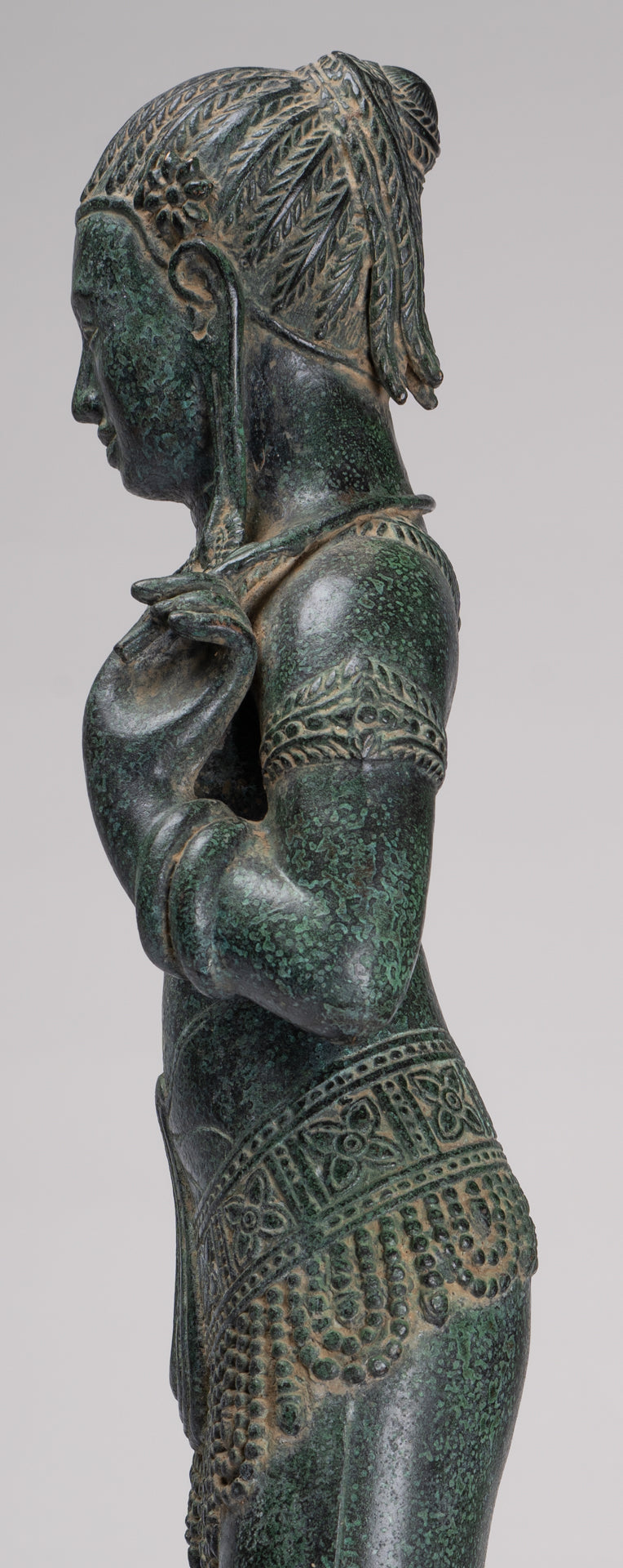 Antique Khmer Style Bronze Banteay Srei Style Standing Devatas - 69cm/28"