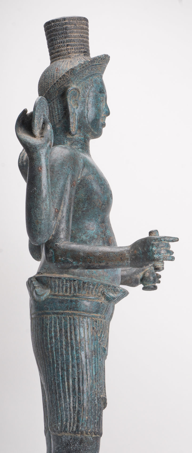 Vishnu - Antique Khmer Style Bronze Koh Ker Standing Vishnu Statue - 84cm/34"