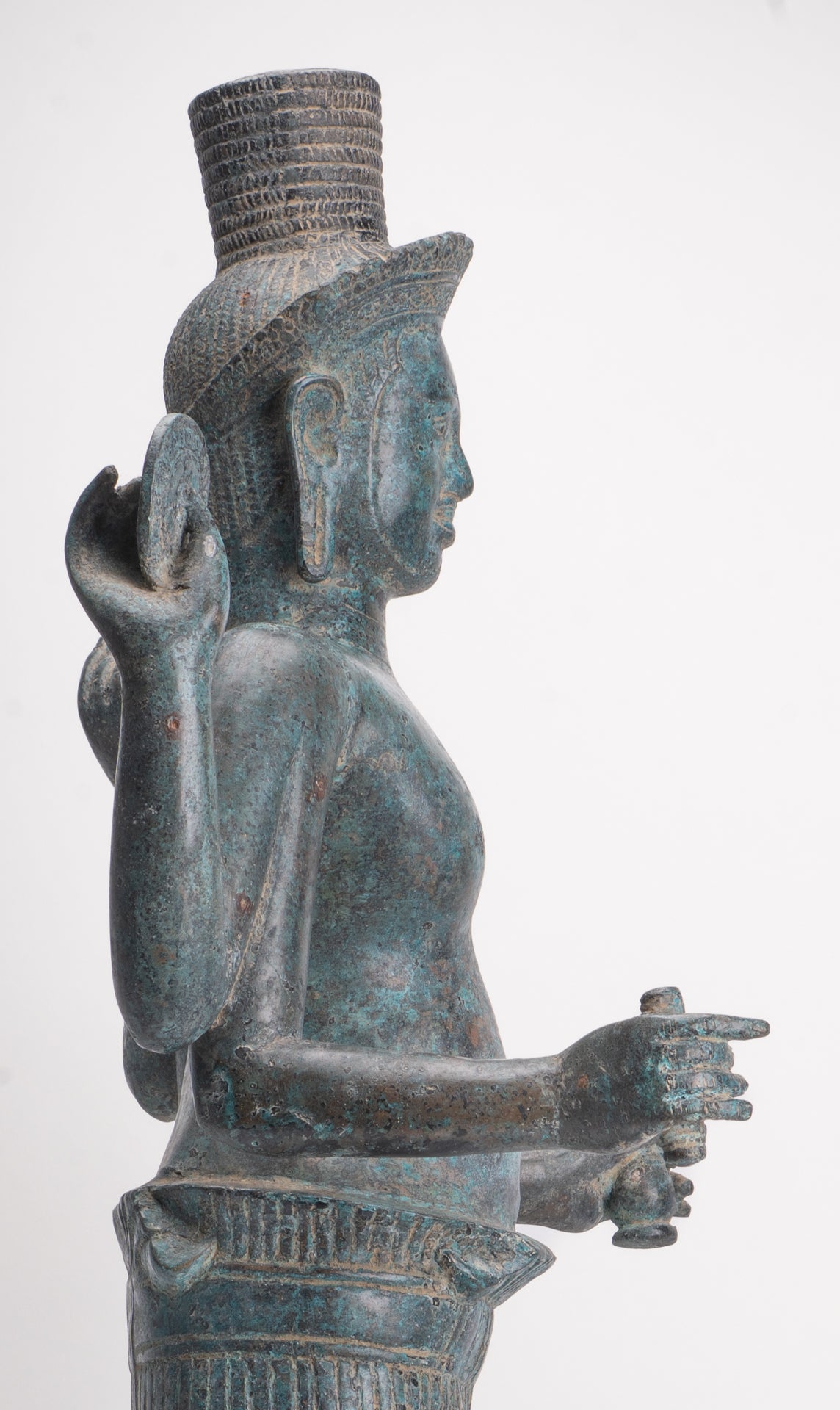 Vishnu - Antique Khmer Style Bronze Koh Ker Standing Vishnu Statue - 84cm/34"