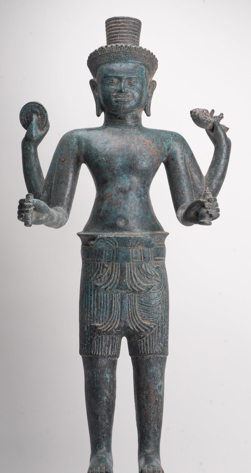 Vishnu - Antique Khmer Style Bronze Koh Ker Standing Vishnu Statue - 84cm/34"