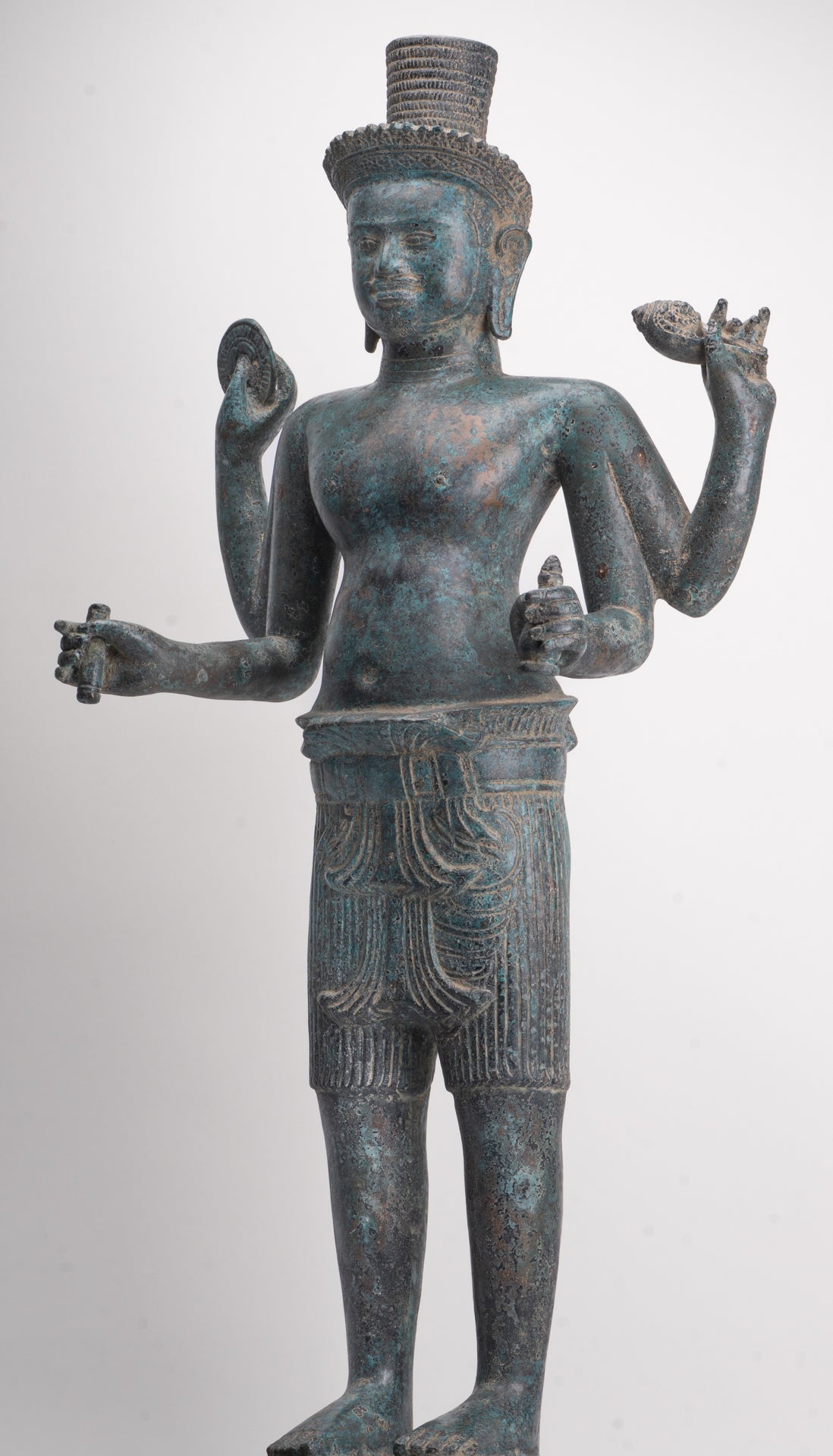 Vishnu - Antique Khmer Style Bronze Koh Ker Standing Vishnu Statue - 84cm/34"