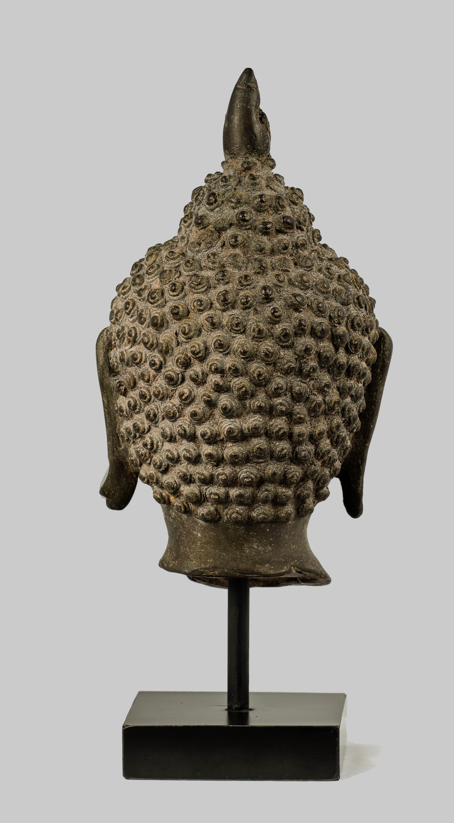 Estatua de Buda Antigua - Estatua de cabeza de Buda Montada de Chiang Saen del siglo XVIII - 30 cm/12 "