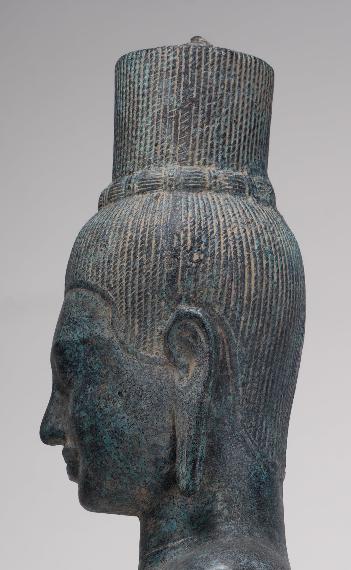 Vishnu Statue - Antique Khmer Style Bronze Koh Ker Style Vishnu Torso Statue - 47cm/19"