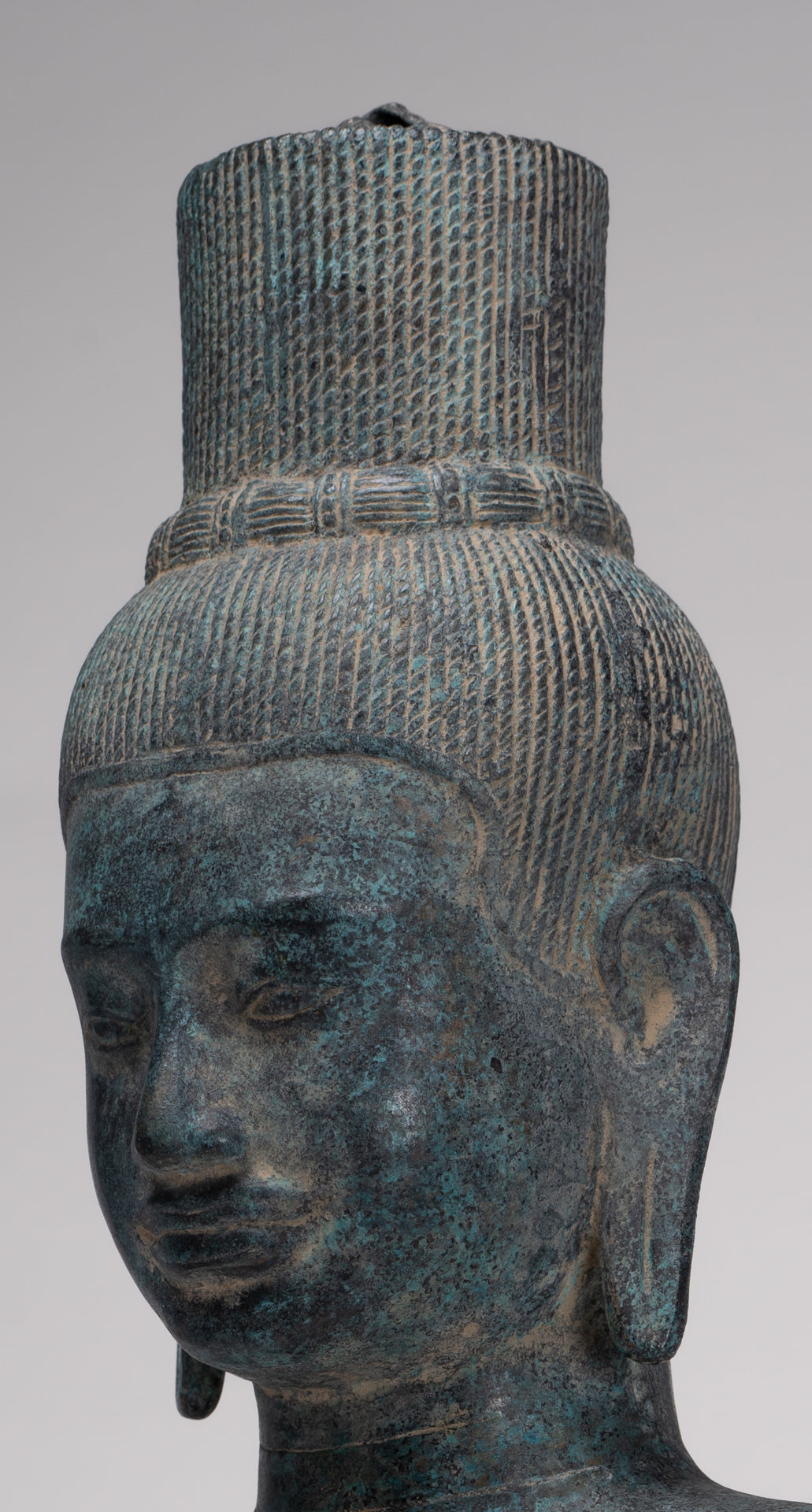 Vishnu Statue - Antique Khmer Style Bronze Koh Ker Style Vishnu Torso Statue - 47cm/19"