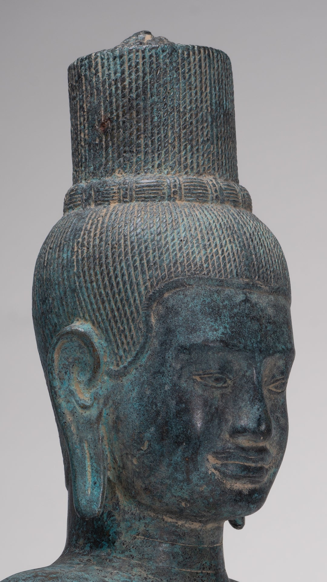 Vishnu Statue - Antique Khmer Style Bronze Koh Ker Style Vishnu Torso Statue - 47cm/19"