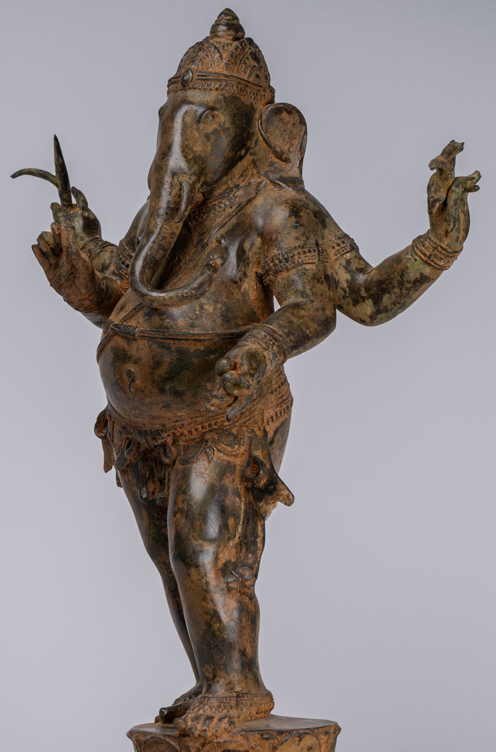 Ganesha Statue - Antique Chola Style Bronze Standing Ganesh Statue - 62cm/25"