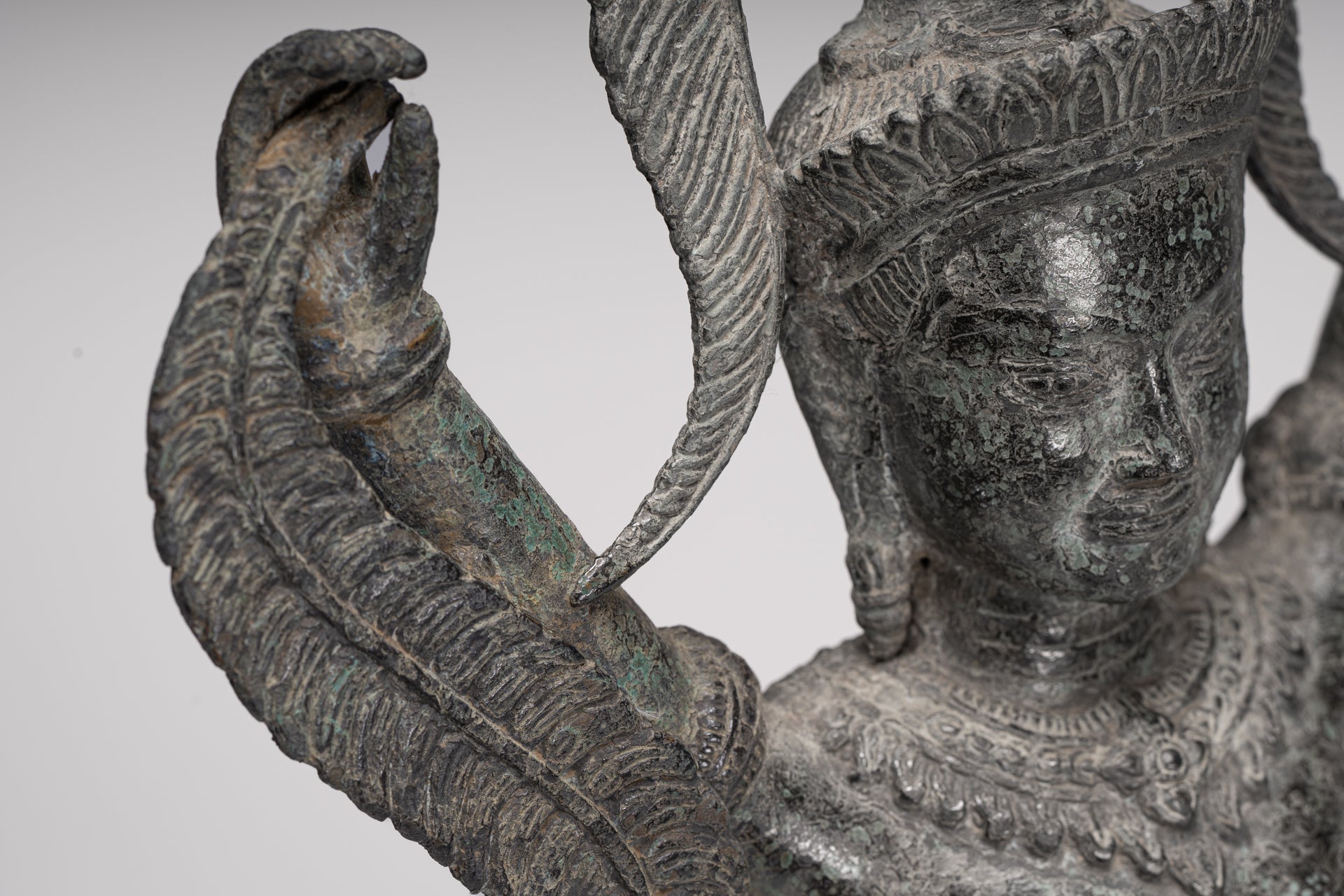 Antique Khmer Style Bronze Standing Apsara or Angel Statue - 55cm/22"