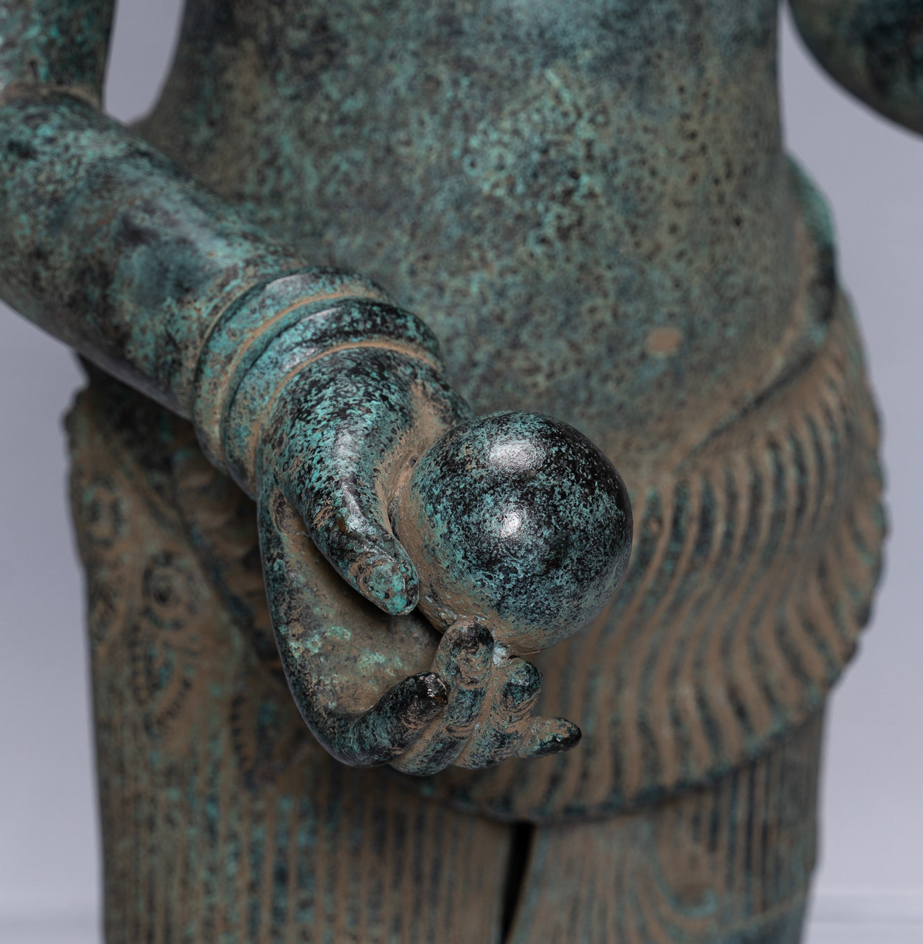 Antique Khmer Style Bronze Standing Bayon Vishnu Statue - Protector - 130cm/52"