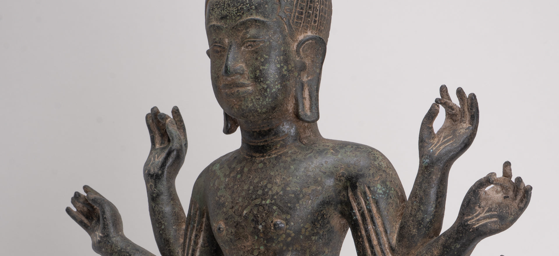 Antique Khmer Style Bronze Bayon Style Lokeshvara Statue - 55cm/22"