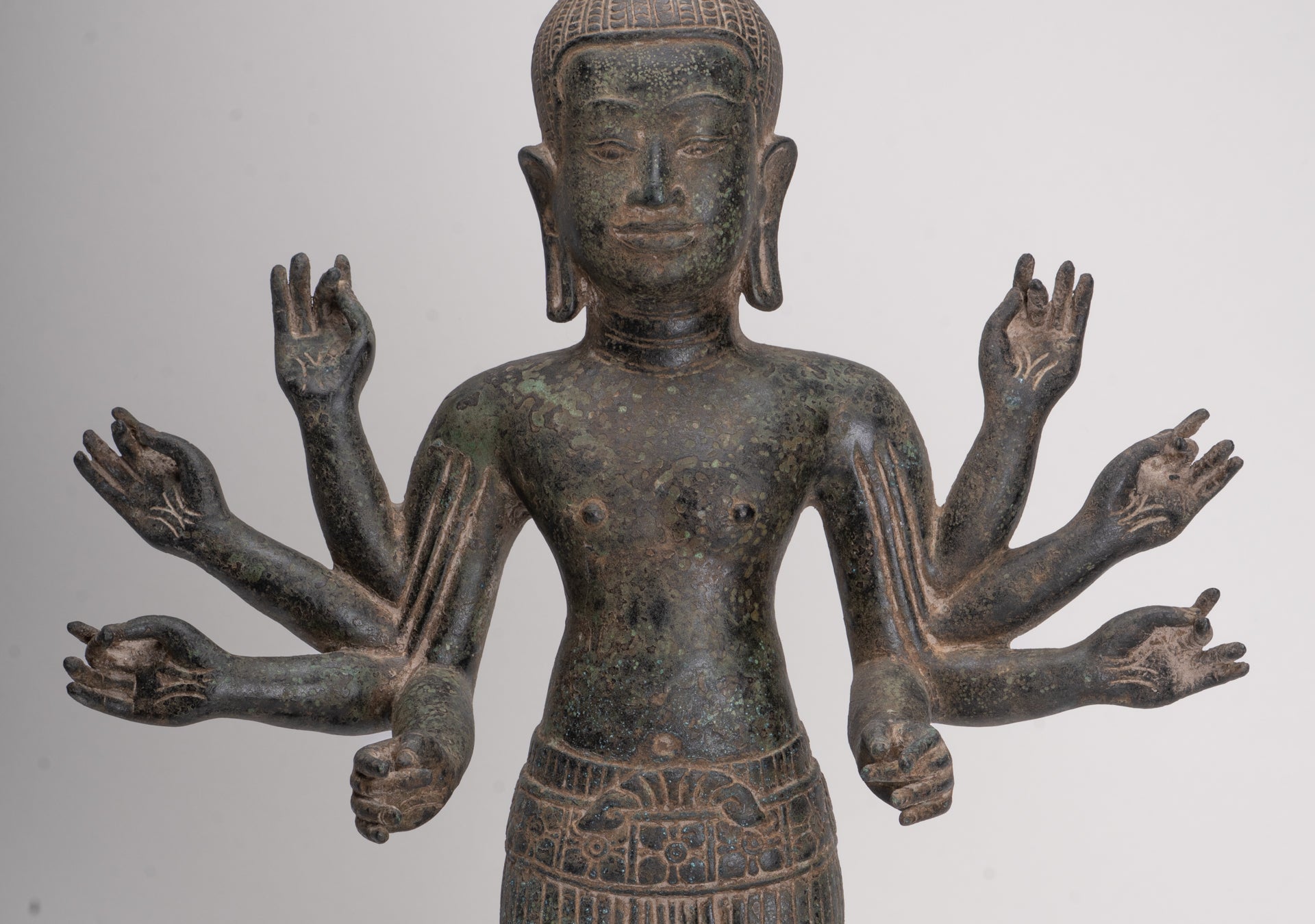 Antique Khmer Style Bronze Bayon Style Lokeshvara Statue - 55cm/22"
