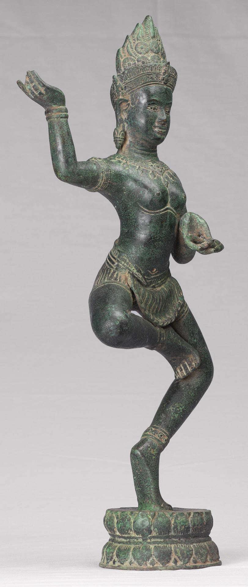 Apsara Statue - Antique Khmer Style Angkor Wat Bronze Standing Apsara or Angel - 56cm/22"