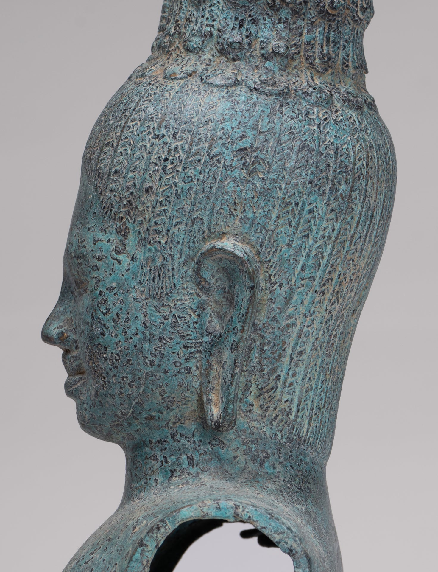 Buddha Statue - Antique Khmer Style Bronze Prakhon Chai Style Maitreya Buddha Torso Statue - 42cm/17"