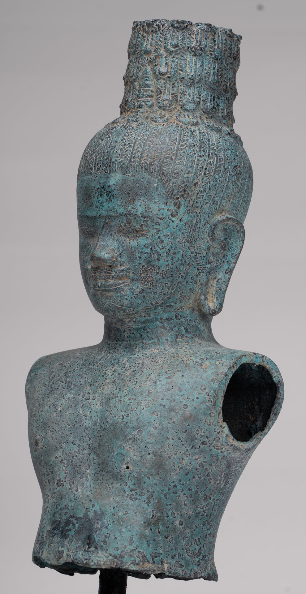 Buddha Statue - Antique Khmer Style Bronze Prakhon Chai Style Maitreya Buddha Torso Statue - 42cm/17"