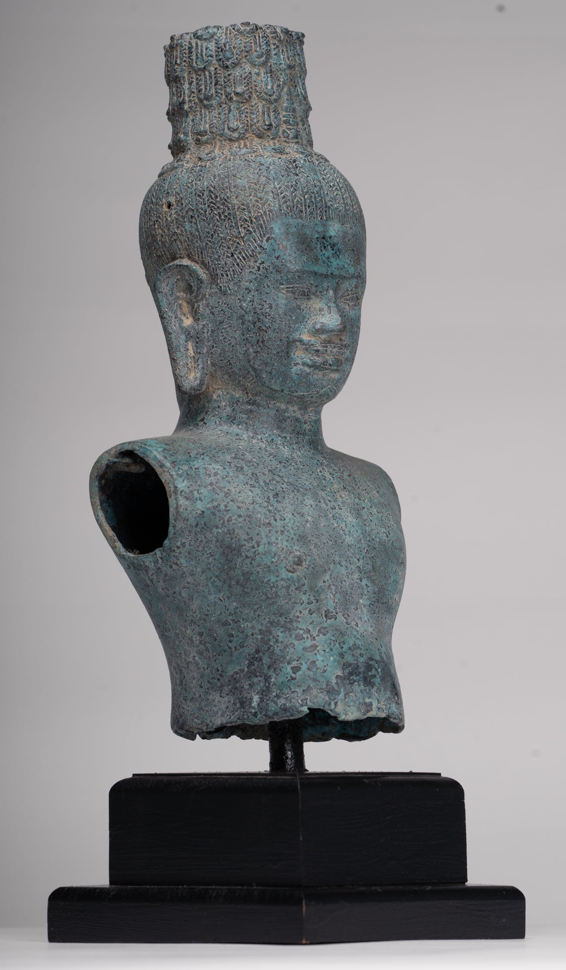 Buddha Statue - Antique Khmer Style Bronze Prakhon Chai Style Maitreya Buddha Torso Statue - 42cm/17"