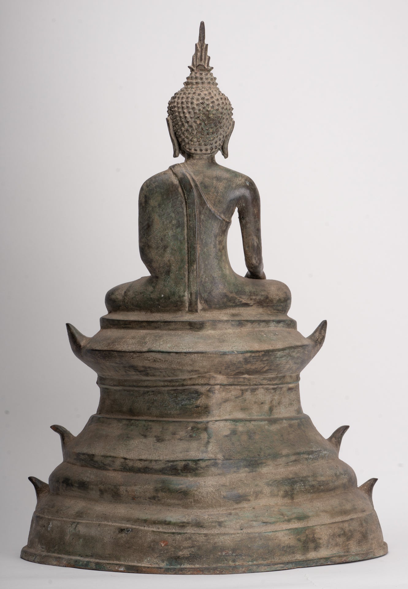 Buddha - Antique Laos Style Seated Bronze Enlightenment Buddha Statue - 54cm/22"