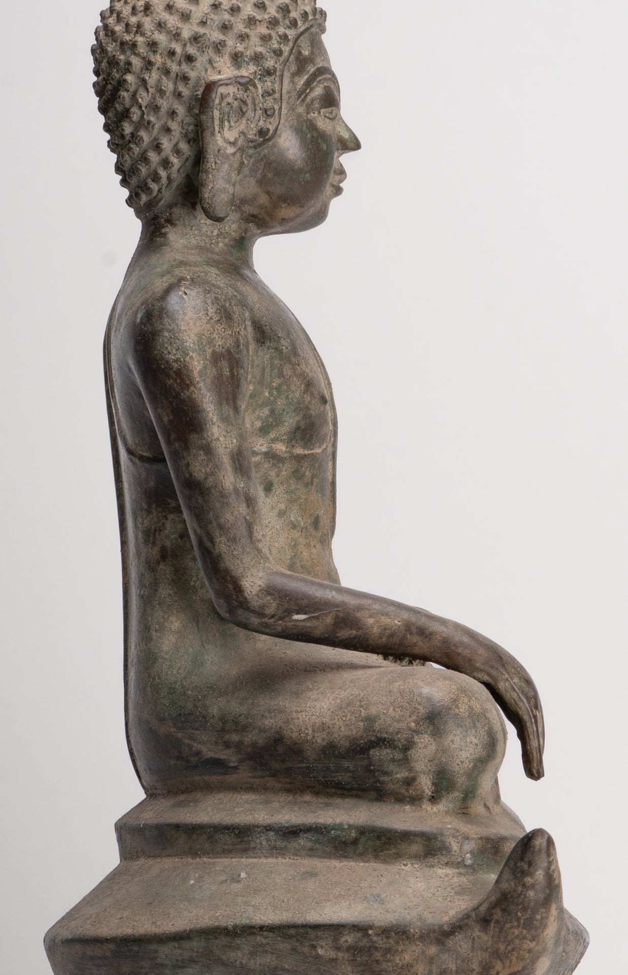 Buddha - Antique Laos Style Seated Bronze Enlightenment Buddha Statue - 54cm/22"