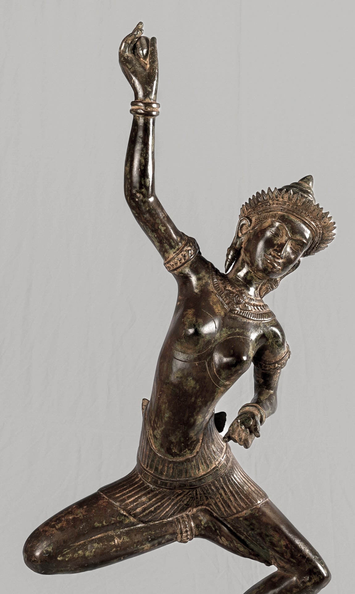 Antique Thai Style Bronze Dancing Apsara or Angel Statue - 85cm/34"