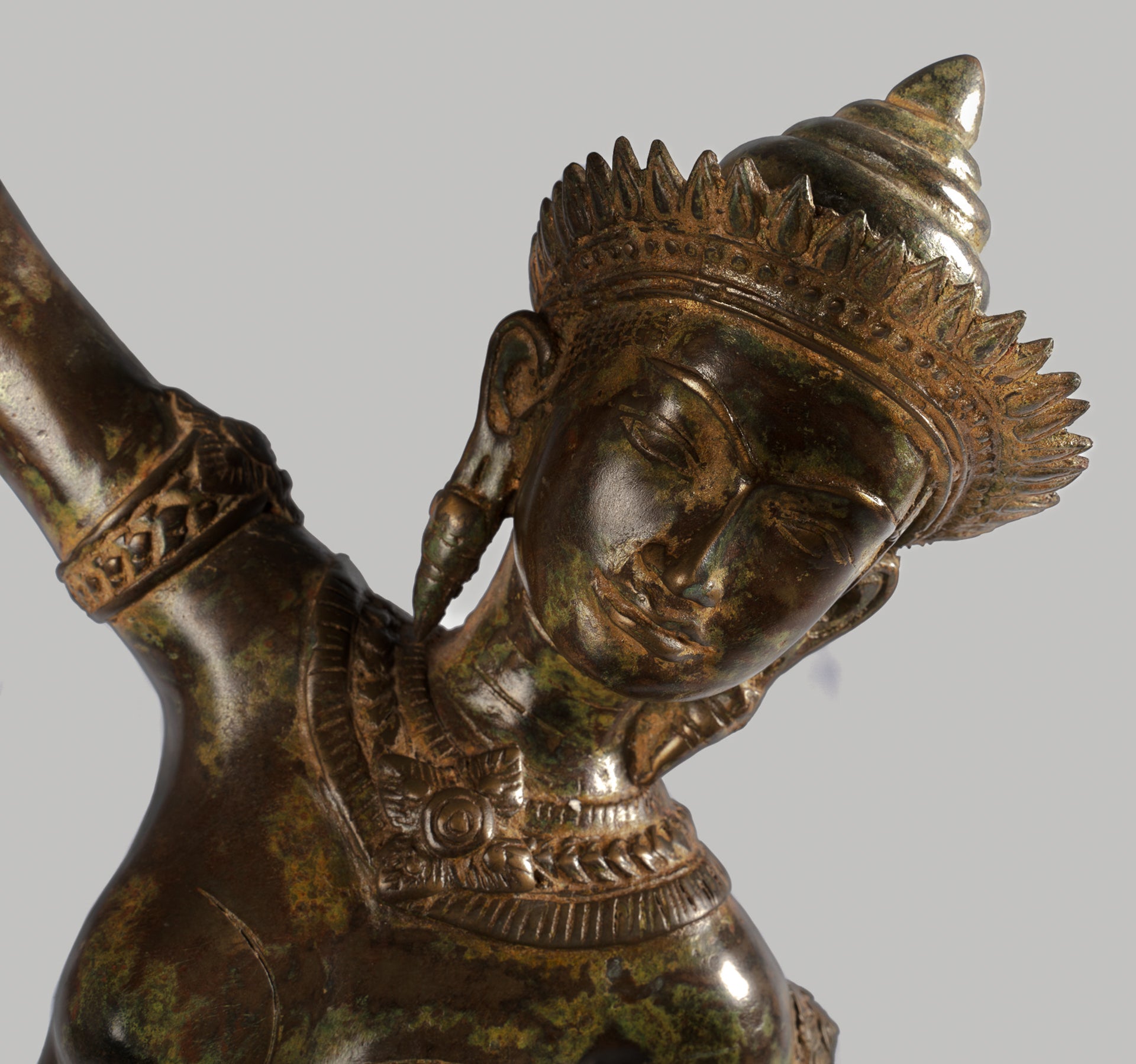 Antique Thai Style Bronze Dancing Apsara or Angel Statue - 85cm/34"