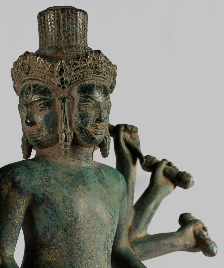 Estatua de Brahma - Estilo antiguo Khmer Koh Ker de pie Bronce Brahma - Creación de Dios Hindú - 50 cm/20 "