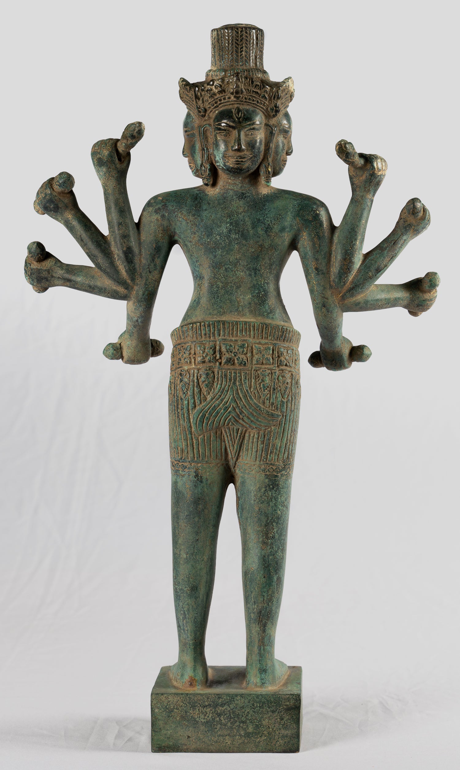 Estatua de Brahma - Estilo antiguo Khmer Koh Ker de pie Bronce Brahma - Creación de Dios Hindú - 50 cm/20 "