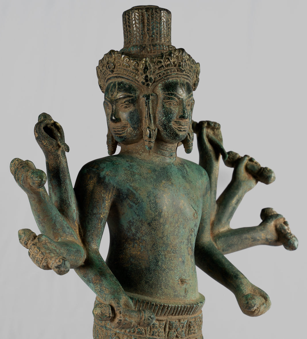 Estatua de Brahma - Estilo antiguo Khmer Koh Ker de pie Bronce Brahma - Creación de Dios Hindú - 50 cm/20 "
