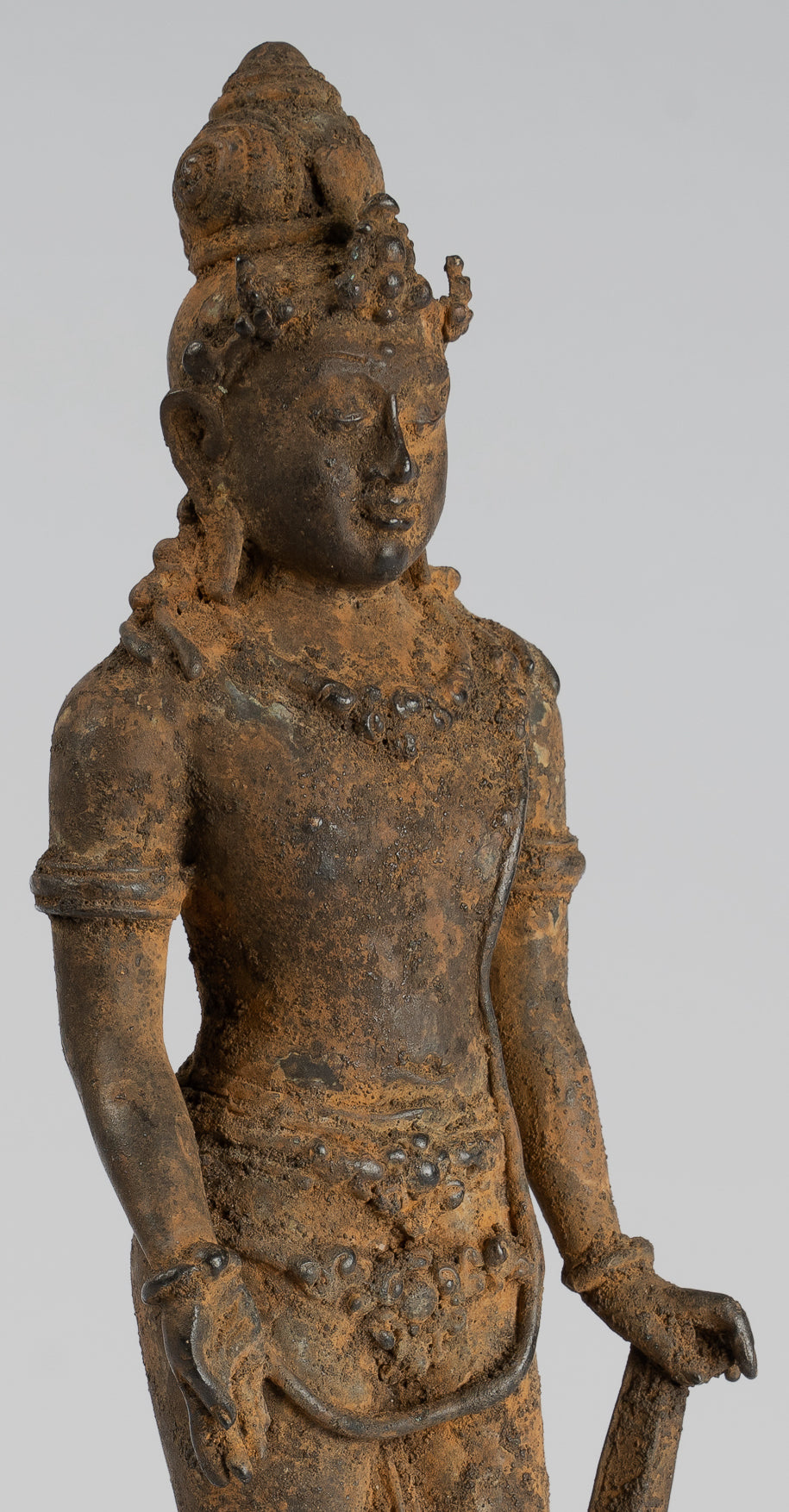 Vishnu - Estatua de bronce de alumno de estilo Java antiguo de Java - 29cm/11 "