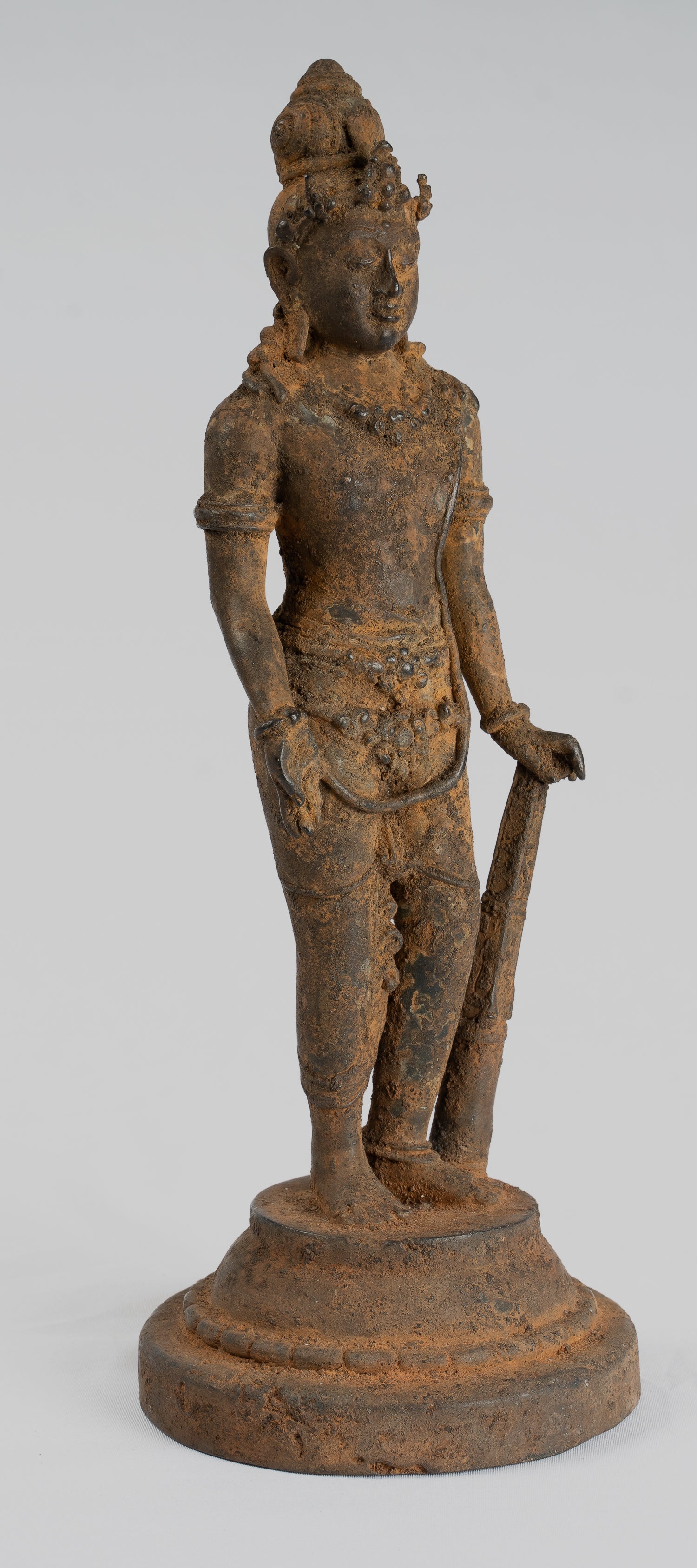 Vishnu - Estatua de bronce de alumno de estilo Java antiguo de Java - 29cm/11 "