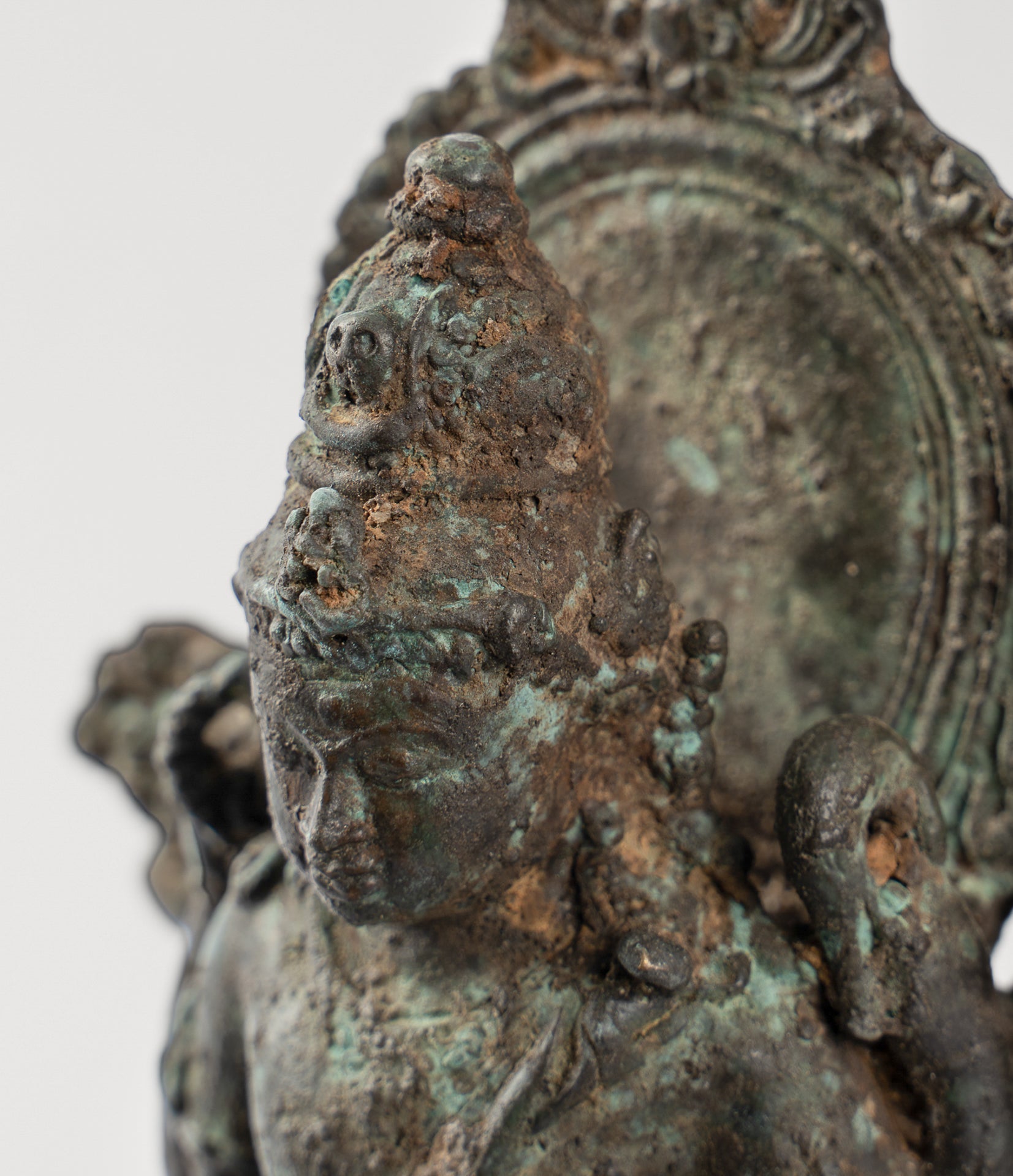 Shiva Statue - Antique Indonesian Style Bronze Javanese Seated 4-Arm Shiva Statue - 20cm/8"