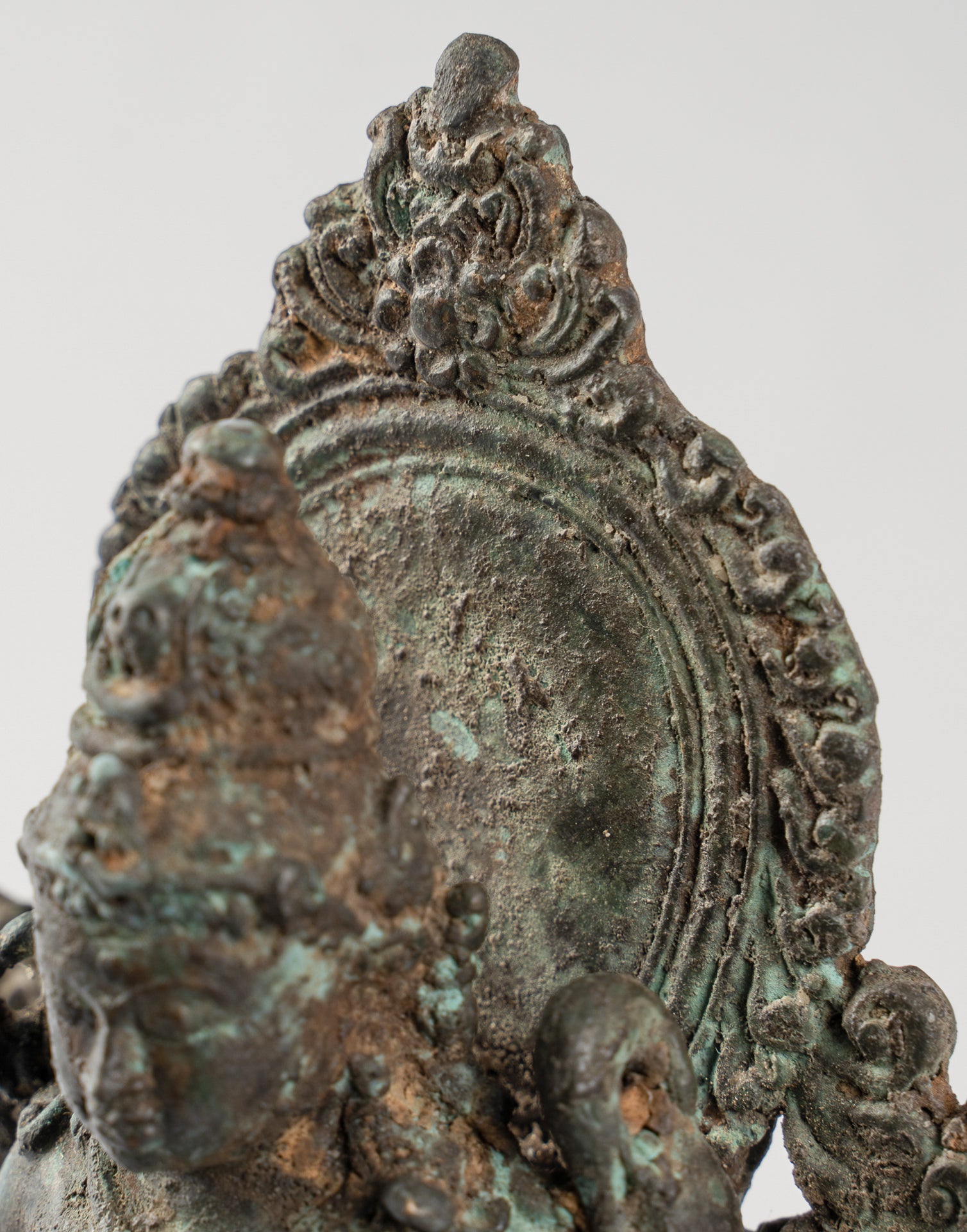 Shiva Statue - Antique Indonesian Style Bronze Javanese Seated 4-Arm Shiva Statue - 20cm/8"