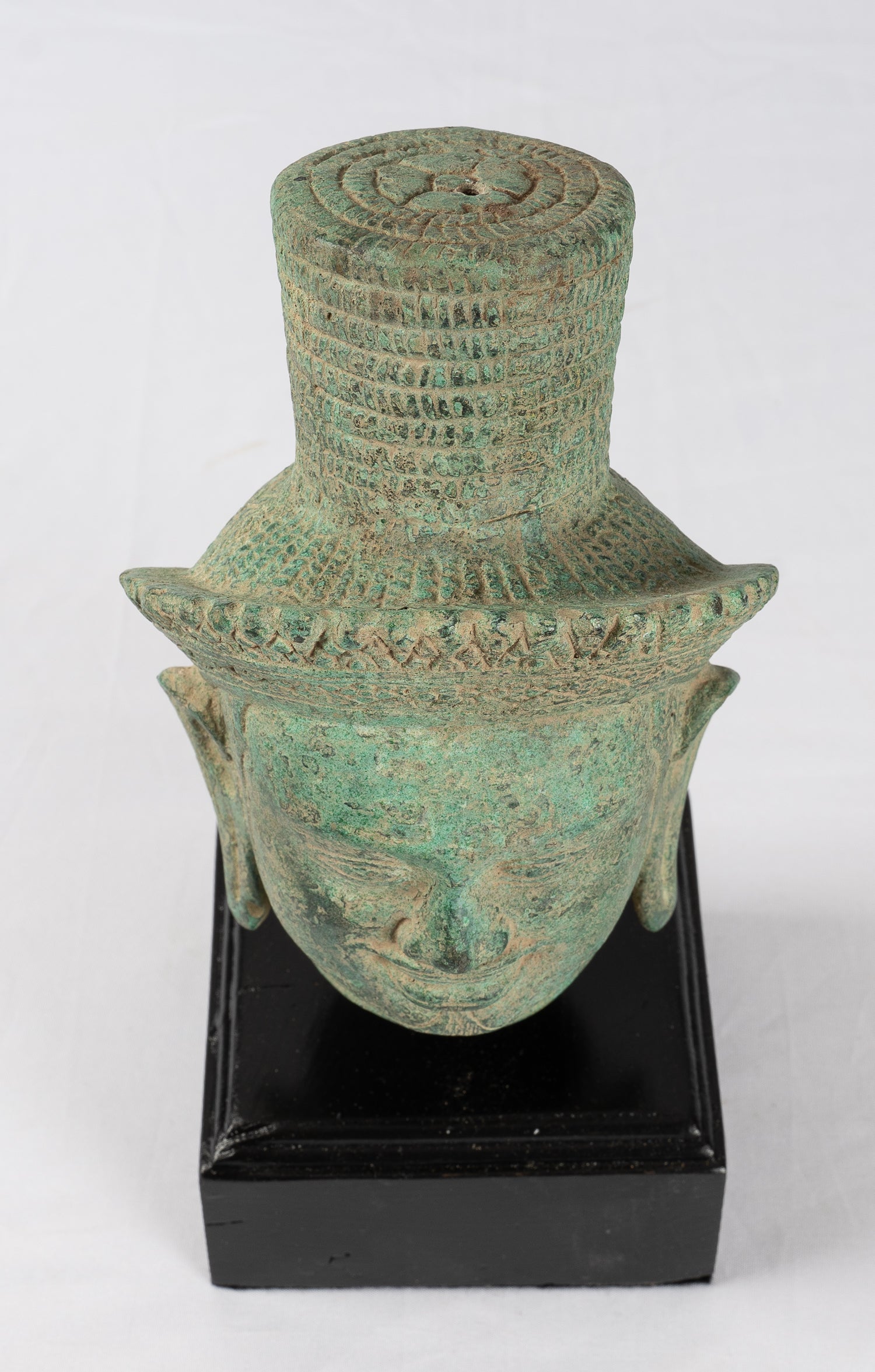 Vishnu Statue - Antique Khmer Style Koh Ker Bronze Vishnu Head Statue - Protector - 23cm/9"