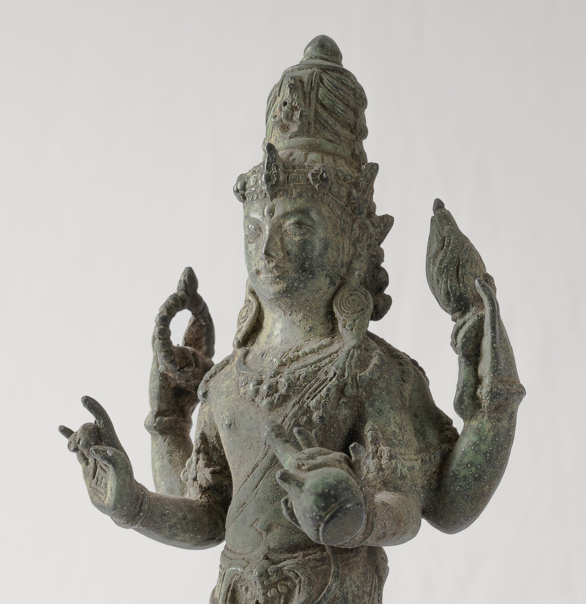 Shiva Statue - Antique Java Style Majapahit Standing Bronze Shiva Statue - 31cm/12"