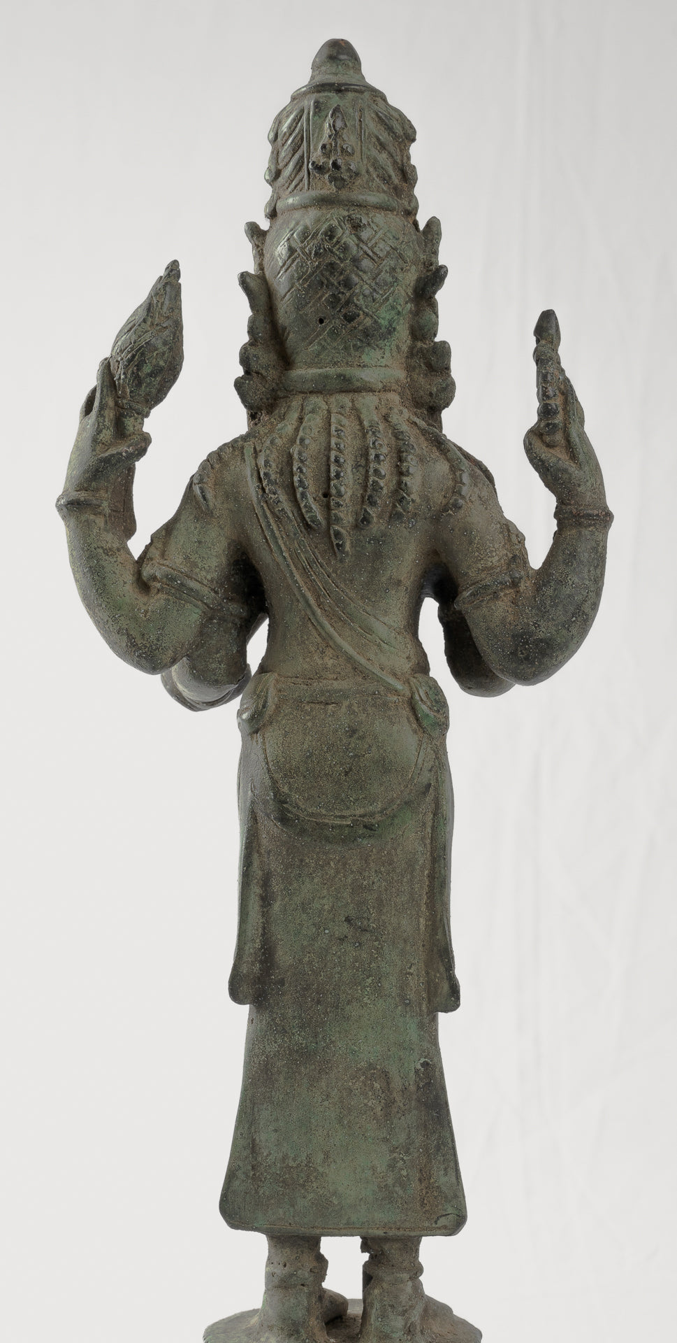 Shiva Statue - Antique Java Style Majapahit Standing Bronze Shiva Statue - 31cm/12"