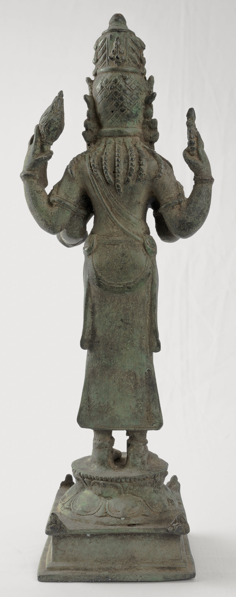 Shiva Statue - Antique Java Style Majapahit Standing Bronze Shiva Statue - 31cm/12"