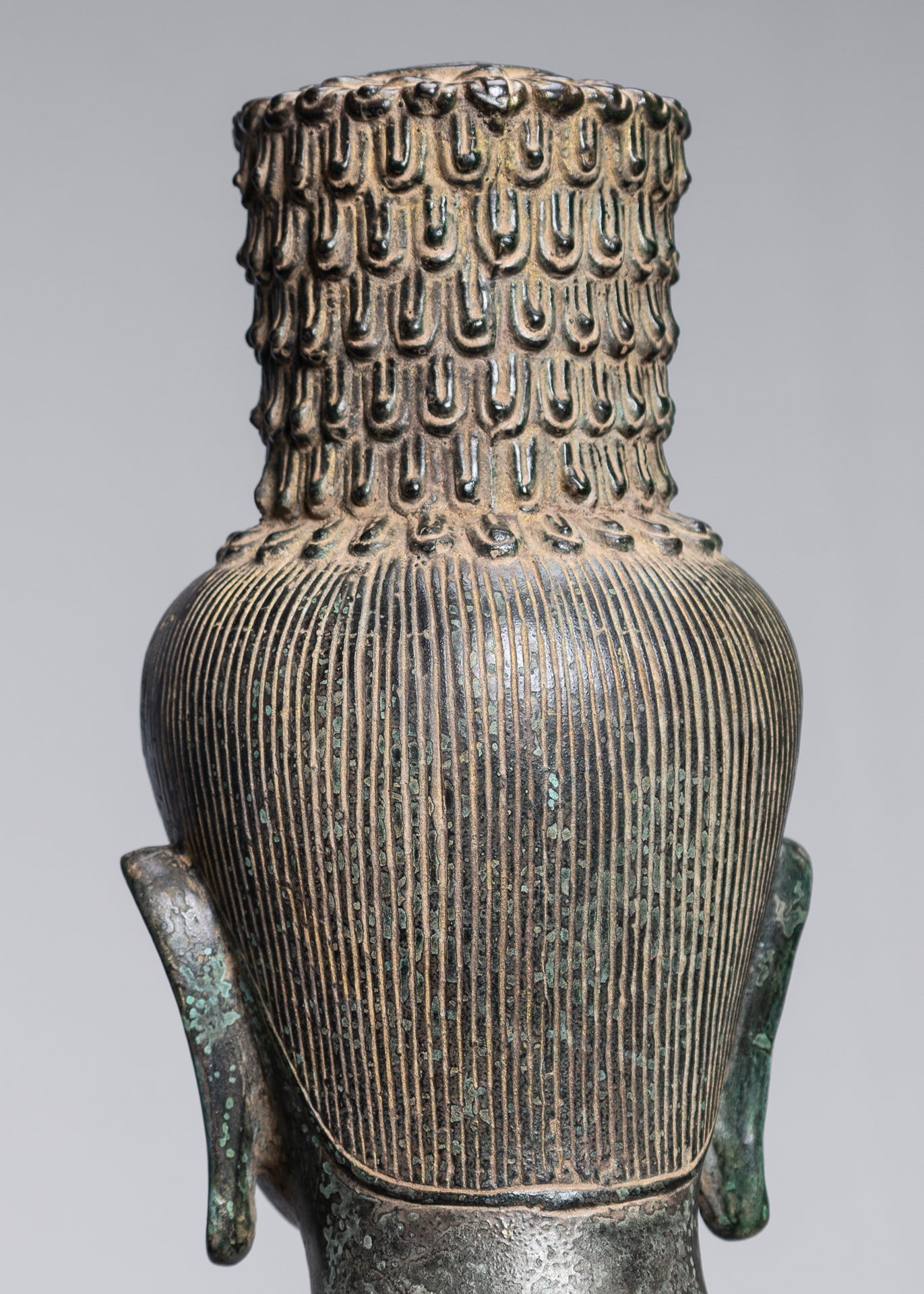 Large Antique Khmer Style Standing Bronze Bayon Style Lokeshvara Statue - 122cm/49"