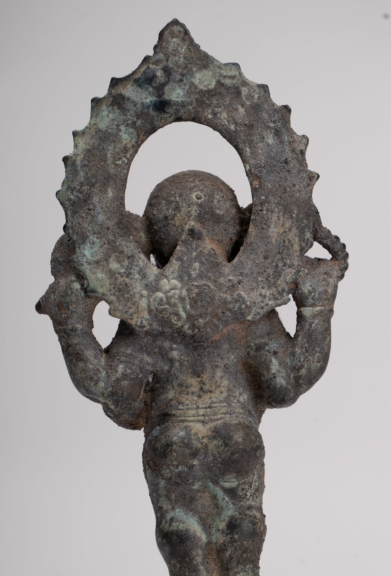 Ganesha Statue - Antique Vietnamese Style Bronze Standing Cham Four-Arm Ganesha Statue - 25cm/10"