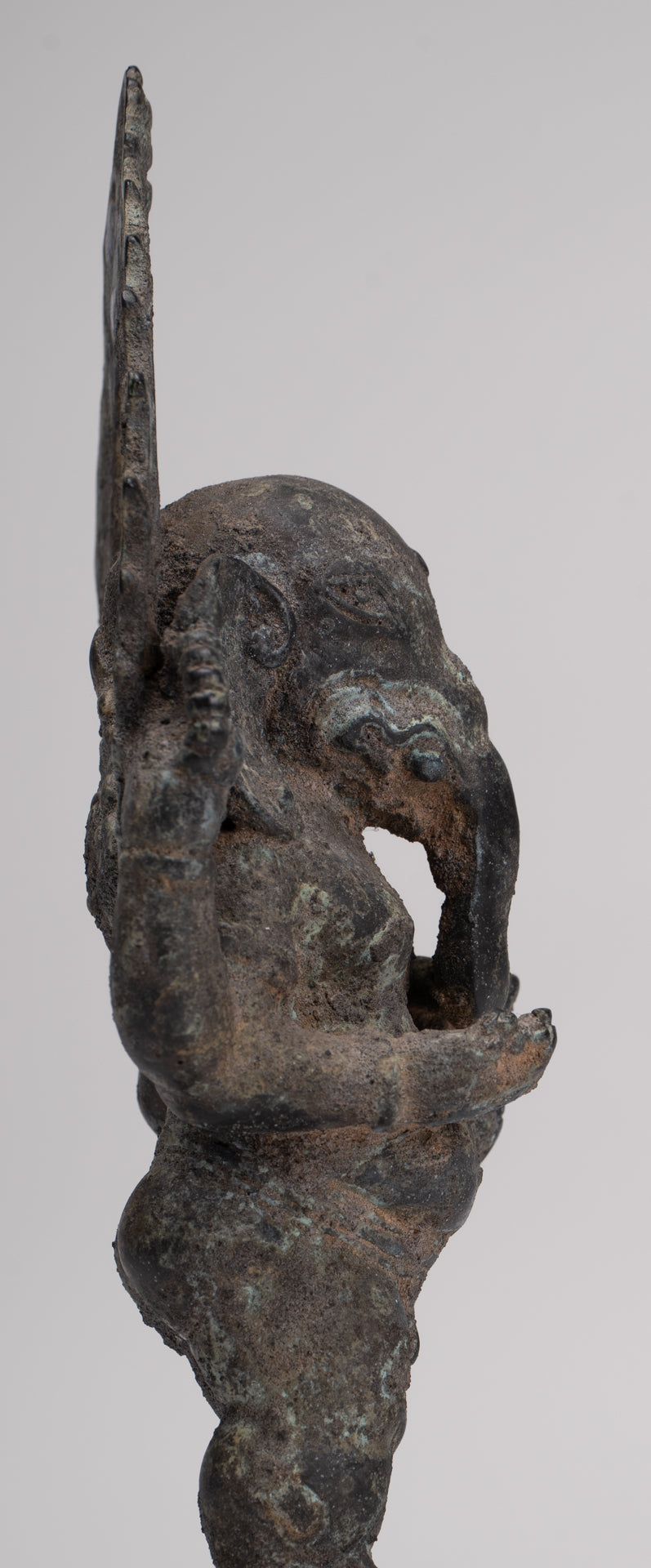 Ganesha Statue - Antique Vietnamese Style Bronze Standing Cham Four-Arm Ganesha Statue - 25cm/10"