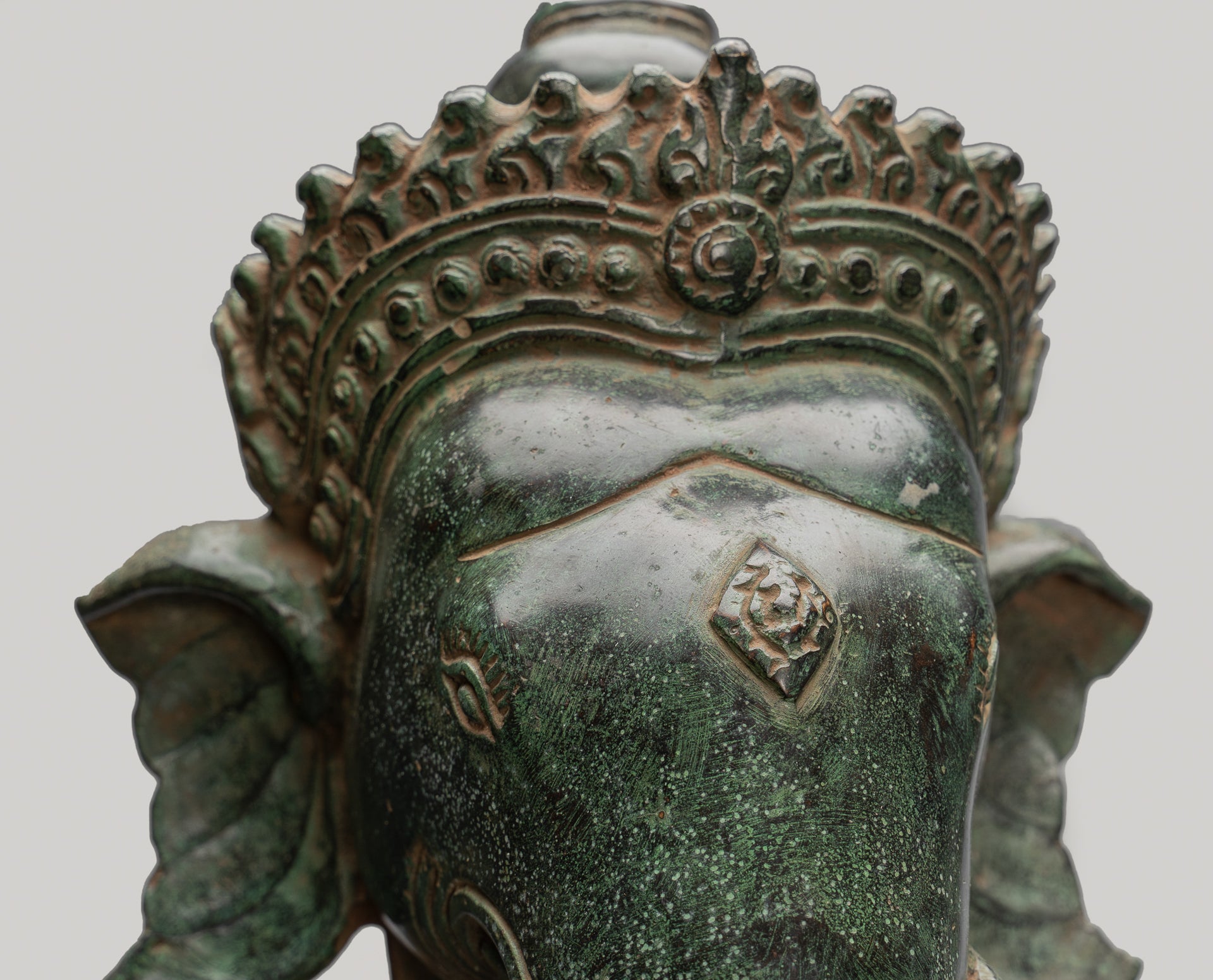 Antique Khmer Style Standing Bronze Bayon Ganesha Statue and Yoni - 86cm/34"