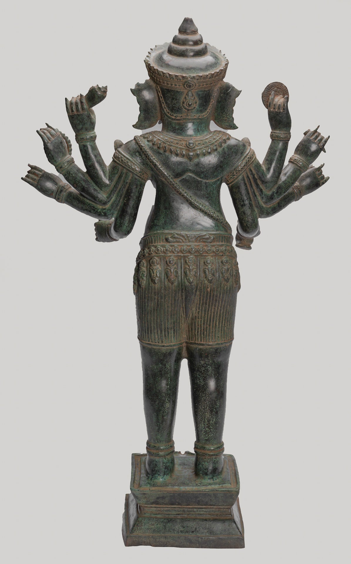 Antique Khmer Style Standing Bronze Bayon Ganesha Statue and Yoni - 86cm/34"
